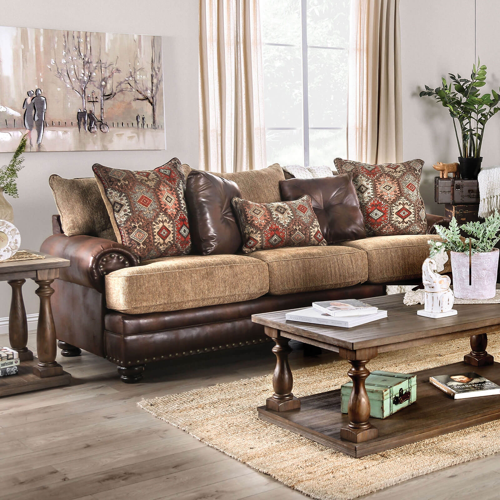 Fletcher Fabric/Leatherette Living Room Set