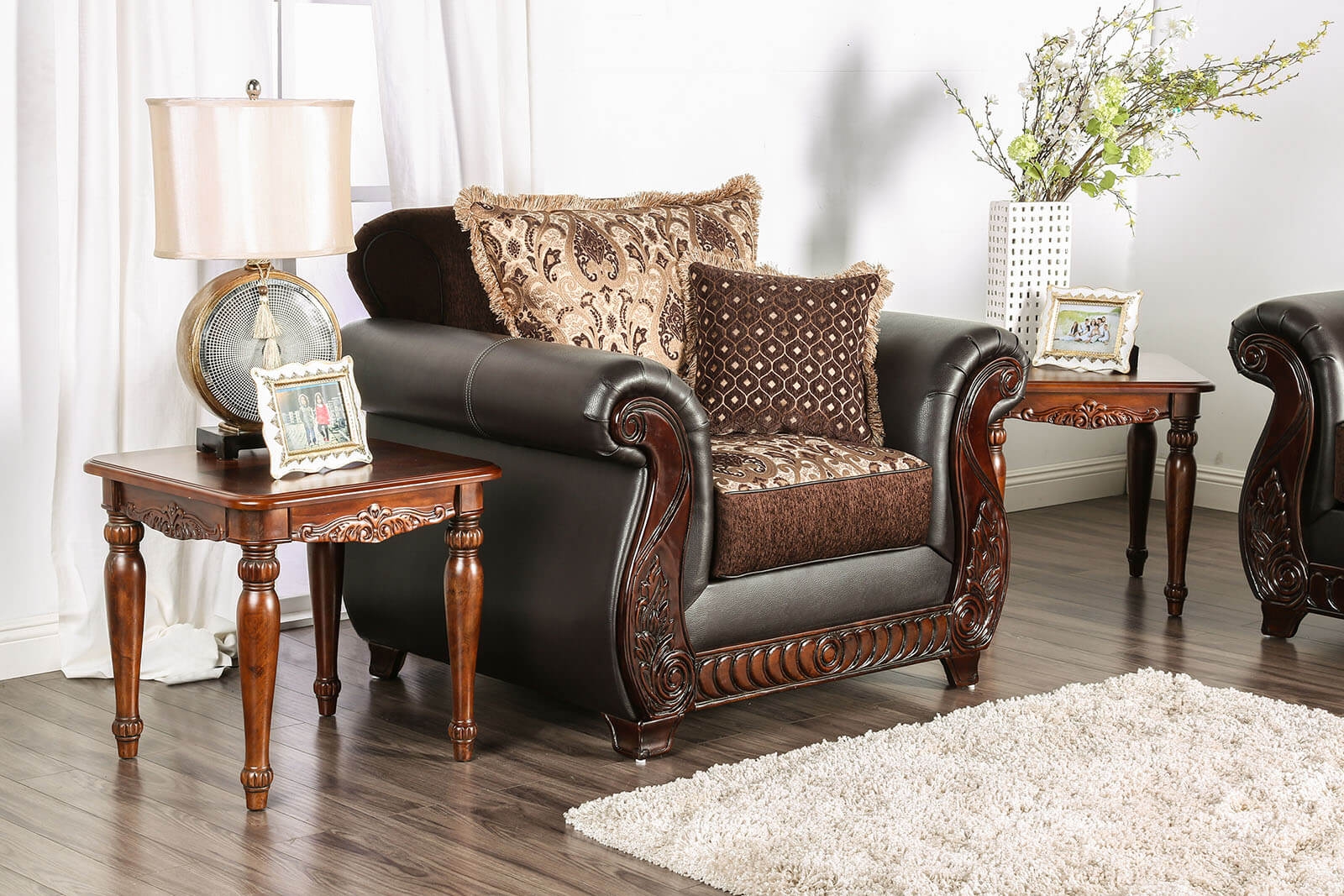 Franklin Fabric/Leatherette/Wood Chair