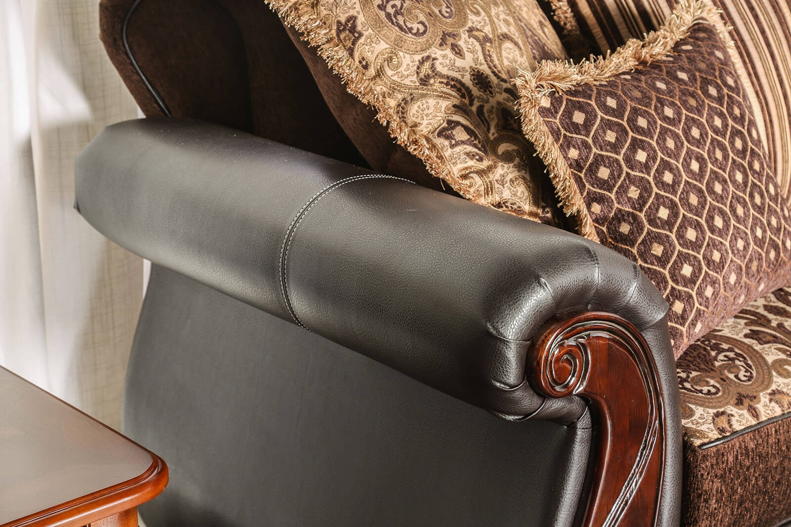 Franklin Fabric/Leatherette/Wood Sofa