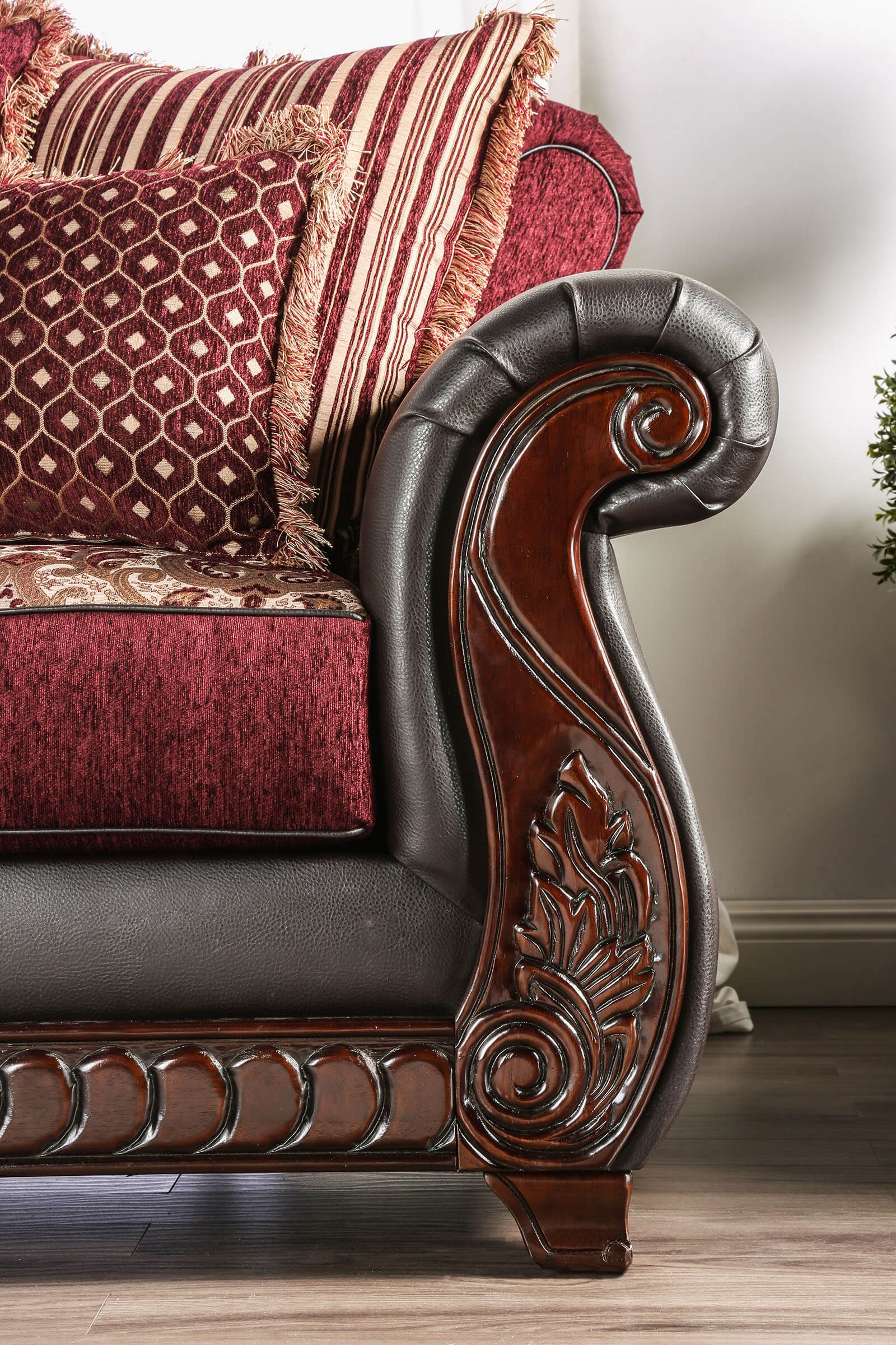 Franklin Fabric/Leatherette/Wood Sofa