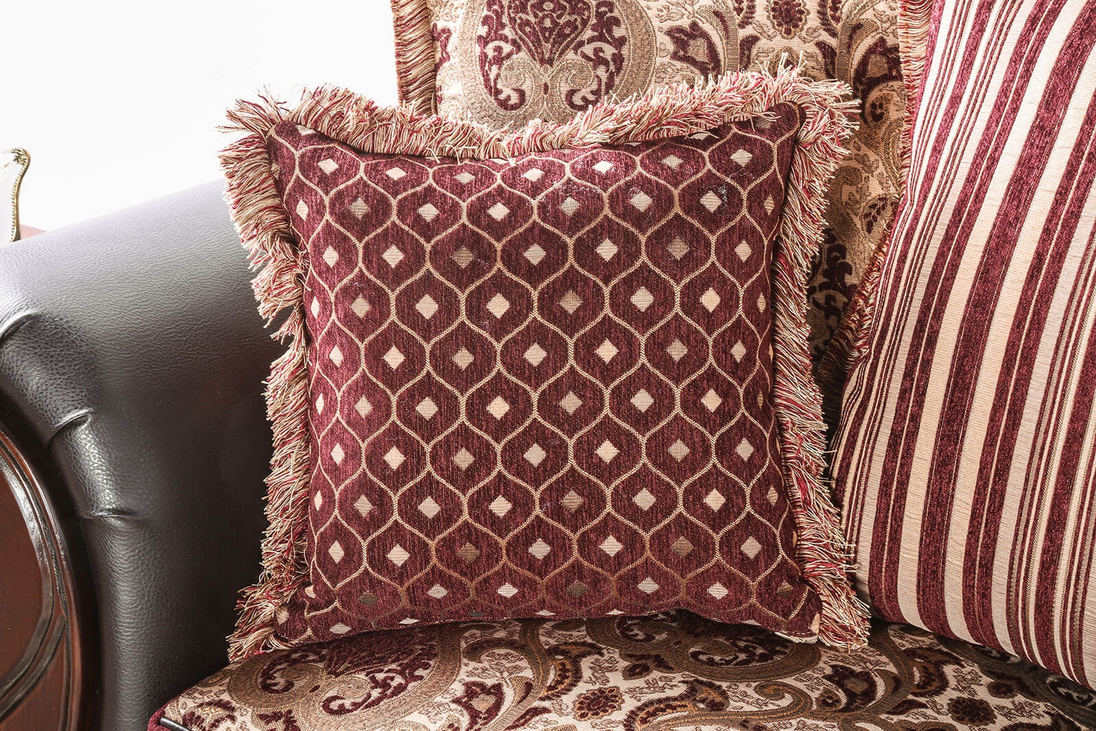 Franklin Fabric/Leatherette/Wood Living Room Set