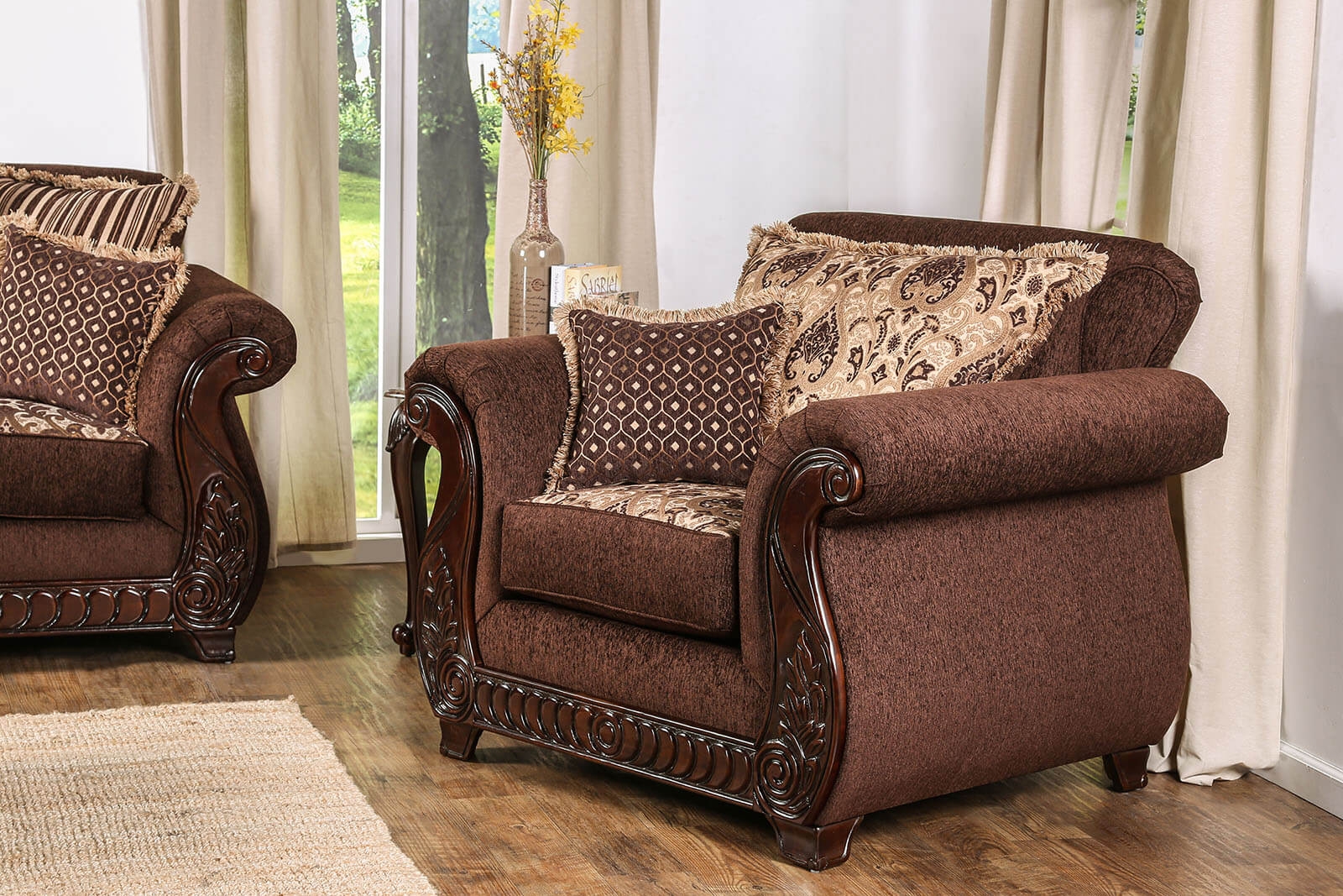 Tabitha Fabric/Leatherette/Wood Chair