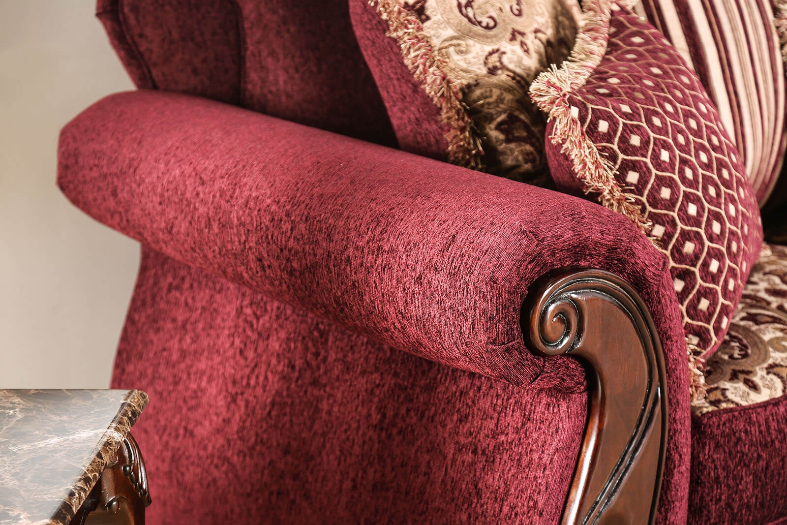 Tabitha Fabric/Leatherette/Wood Chair