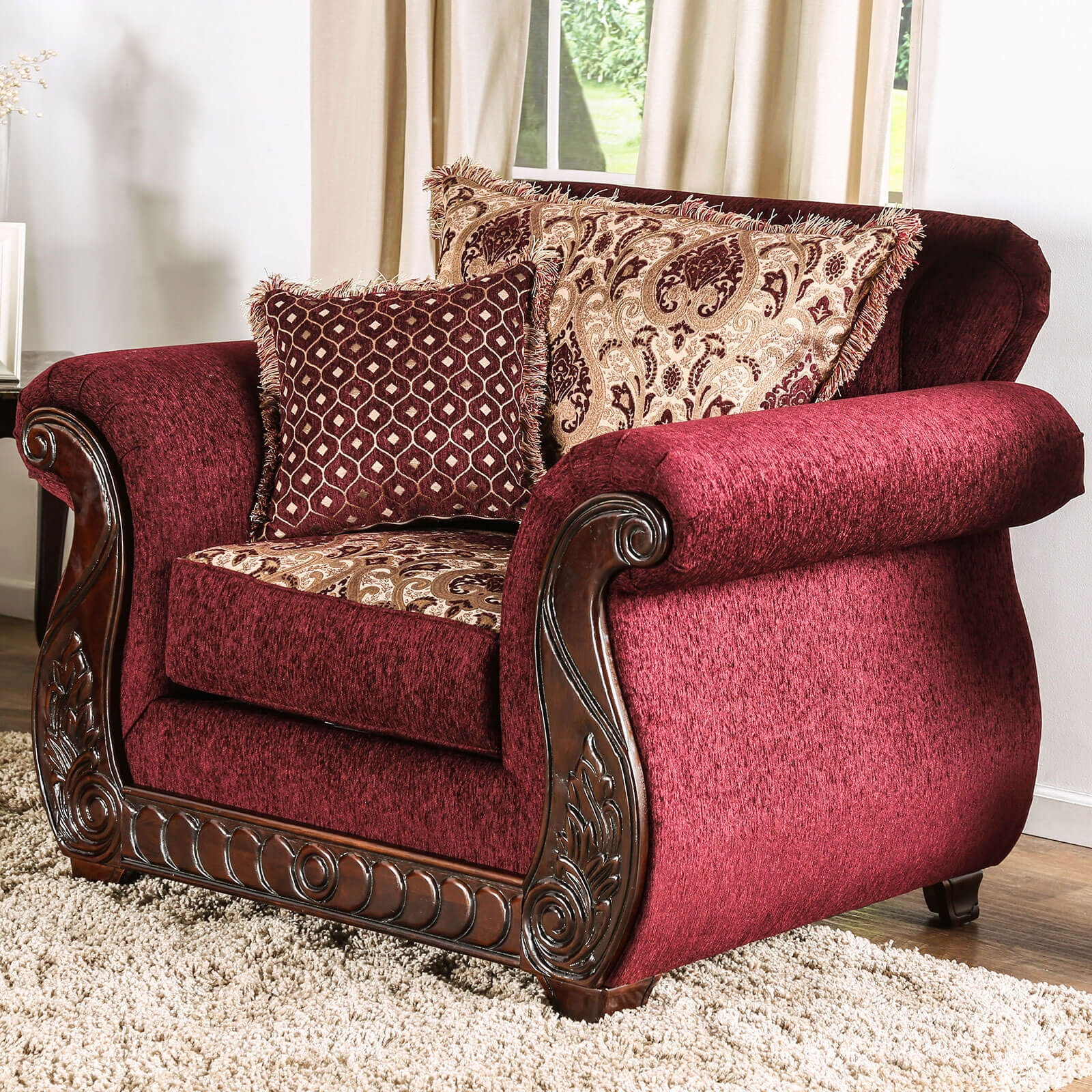 Tabitha Fabric/Leatherette/Wood Chair