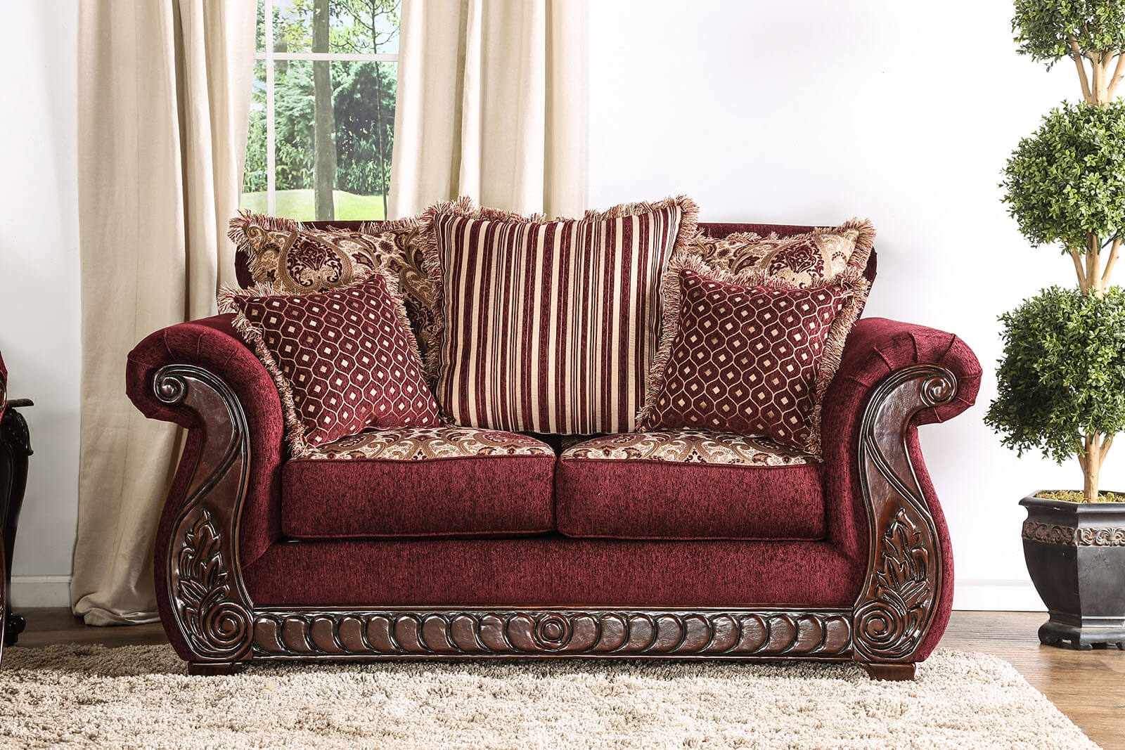 Tabitha Fabric/Leatherette/Wood Living Room Set