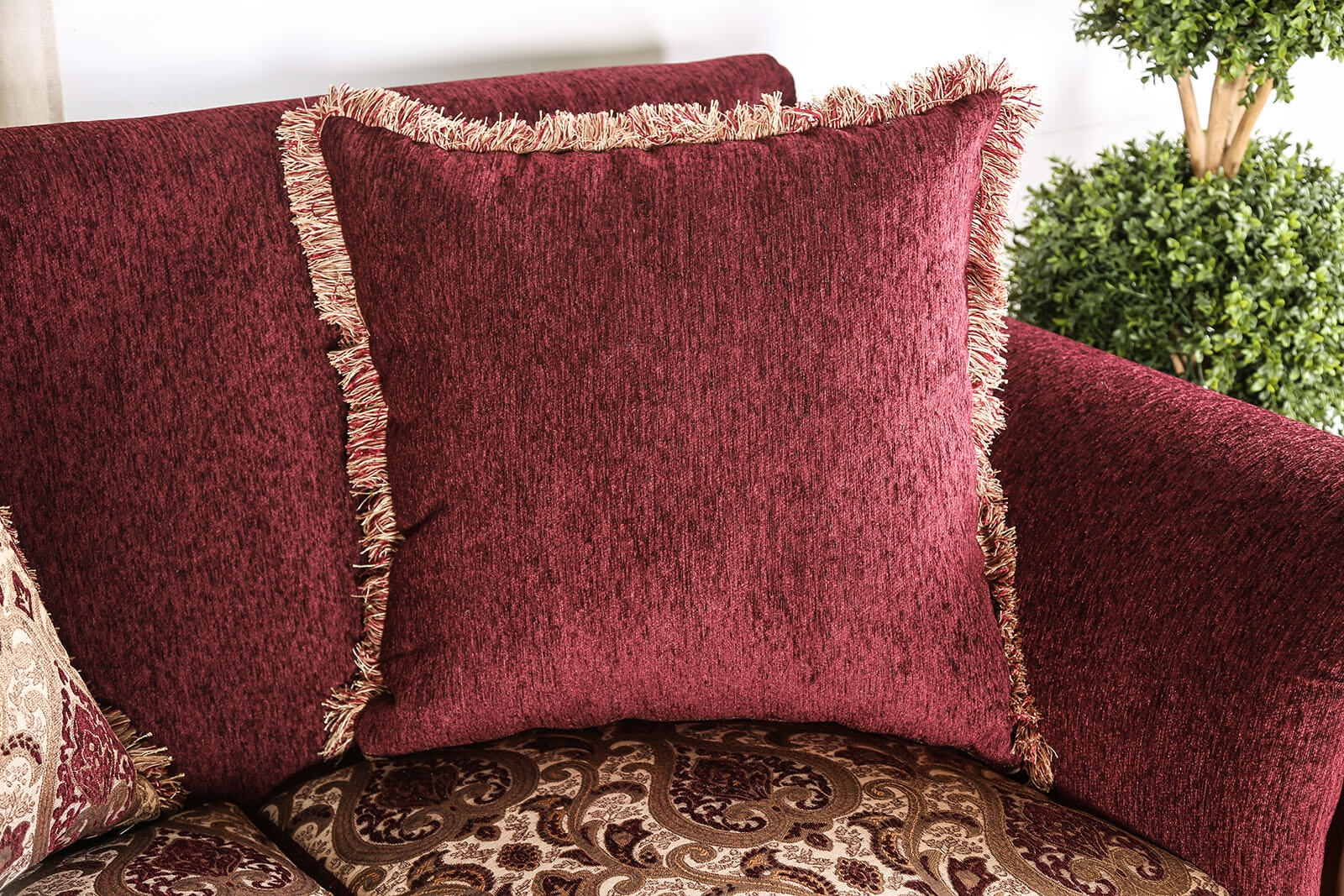 Tabitha Fabric/Leatherette/Wood Living Room Set