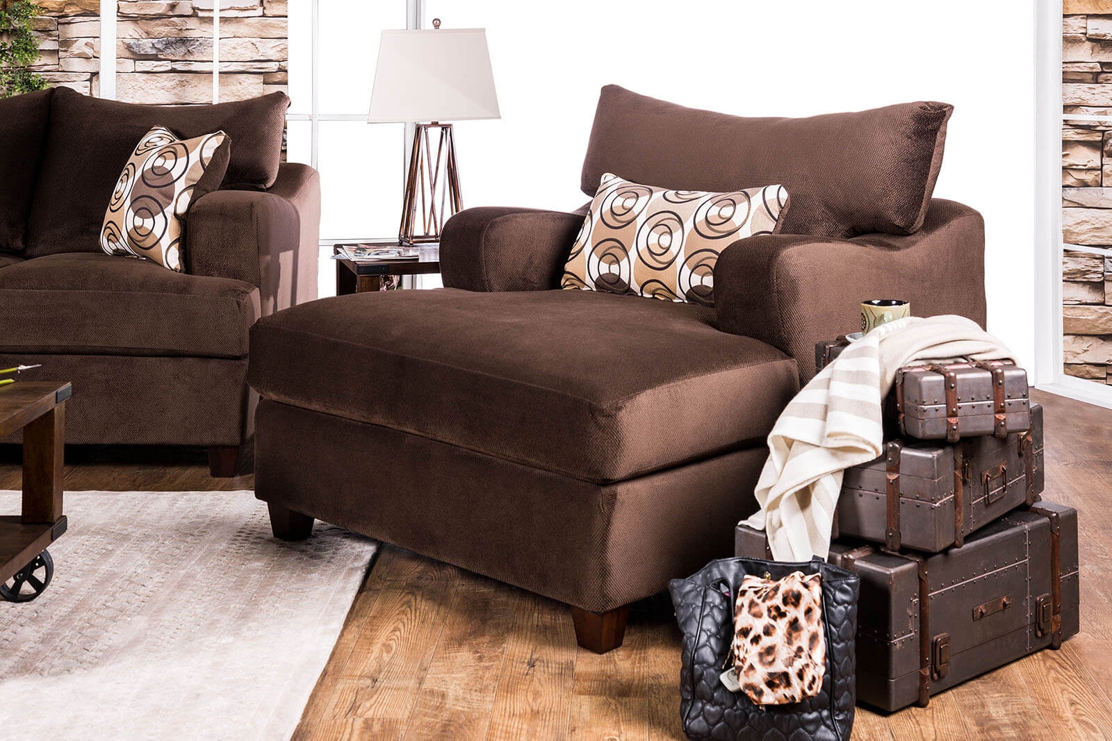 Gova Modern Brown Chenille  Sofa
