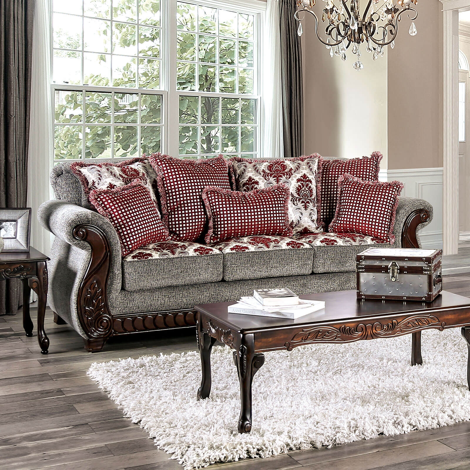 Whitland Chenille Fabric/Wood Sofa