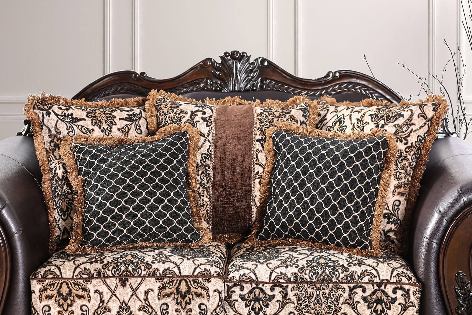 Jamael Fabric/Wood Living Room Set