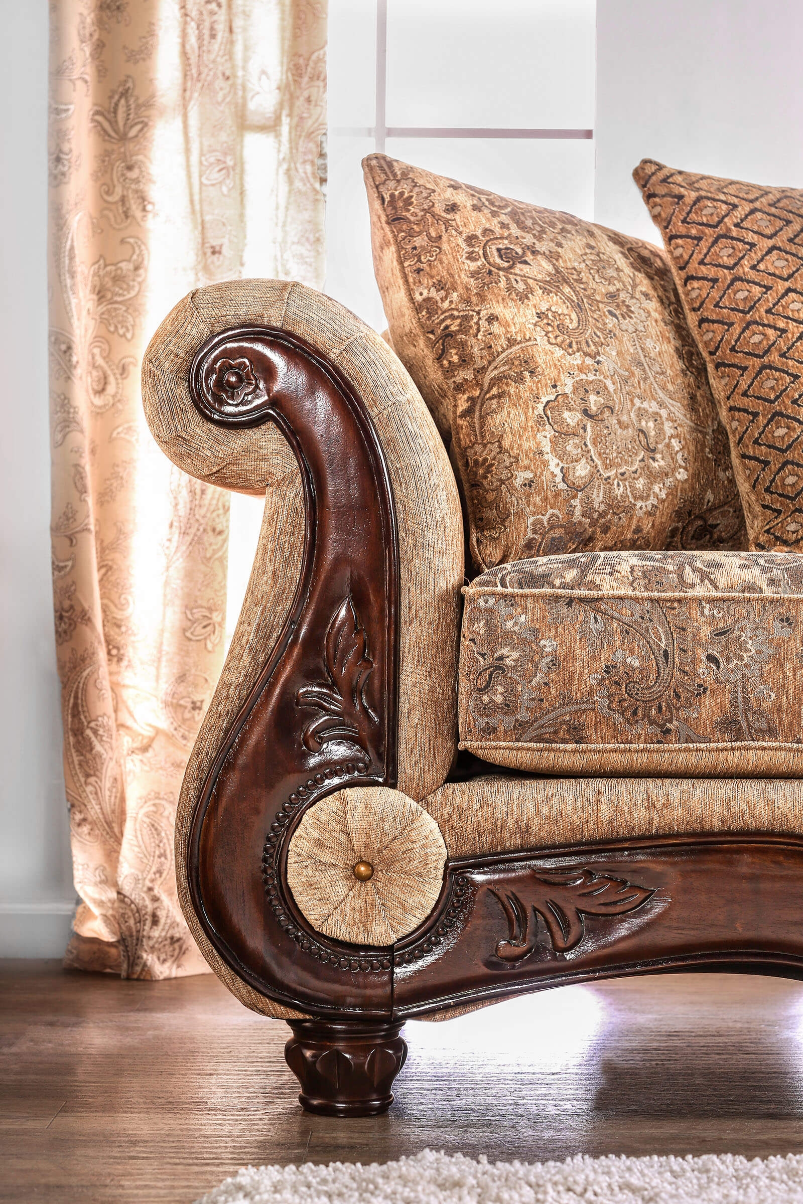 Nicanor Fabric/Wood Living Room Set