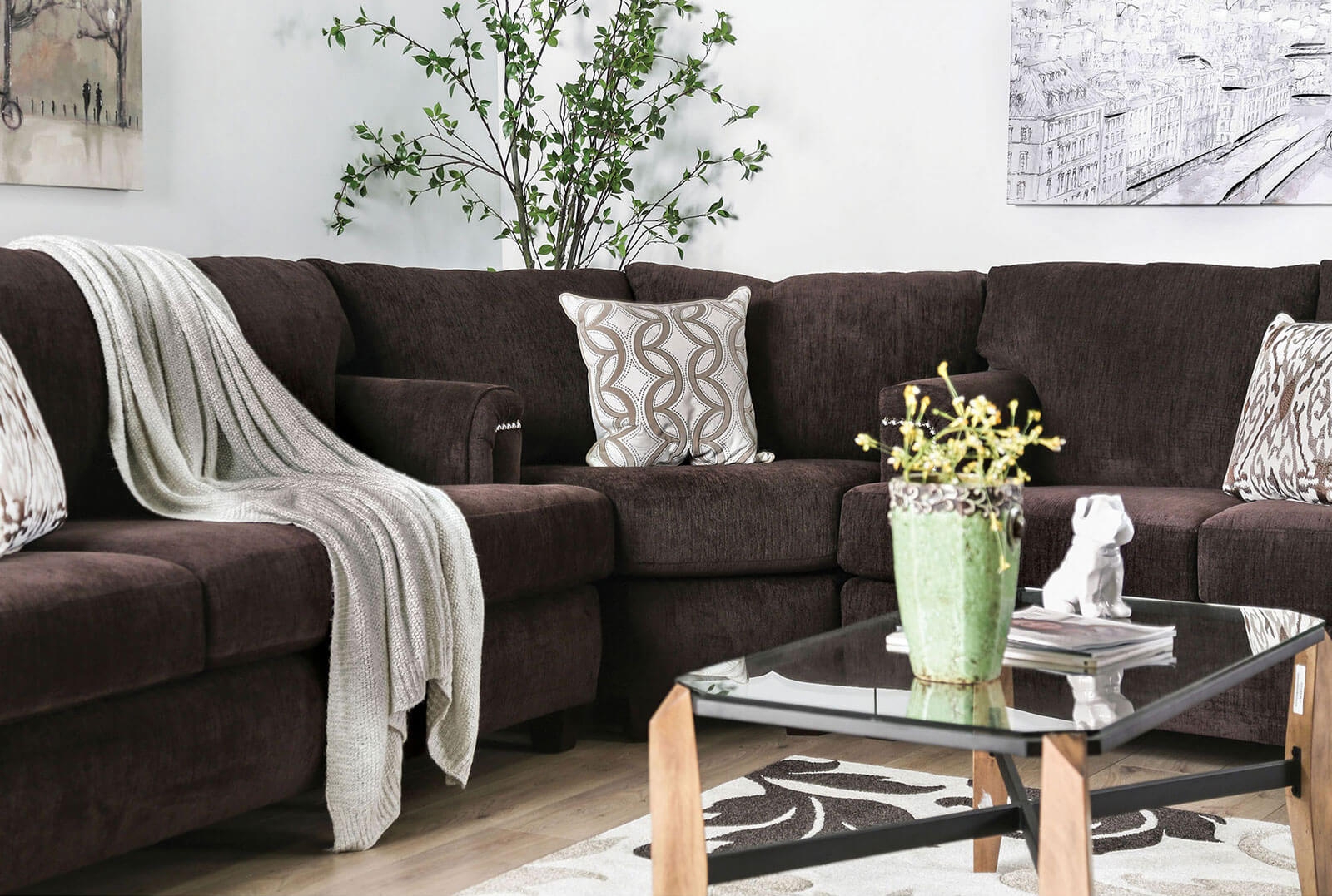 Brynlee Fabric L-Shape Sectional Sofa