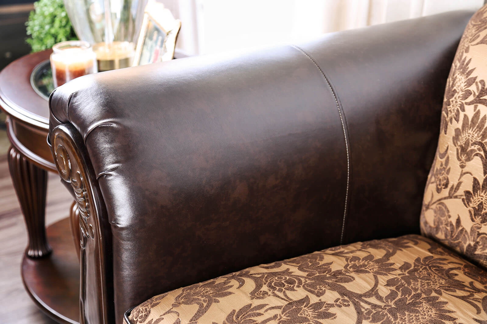 Quirino Fabric/Leatherette/Wood Loveseat