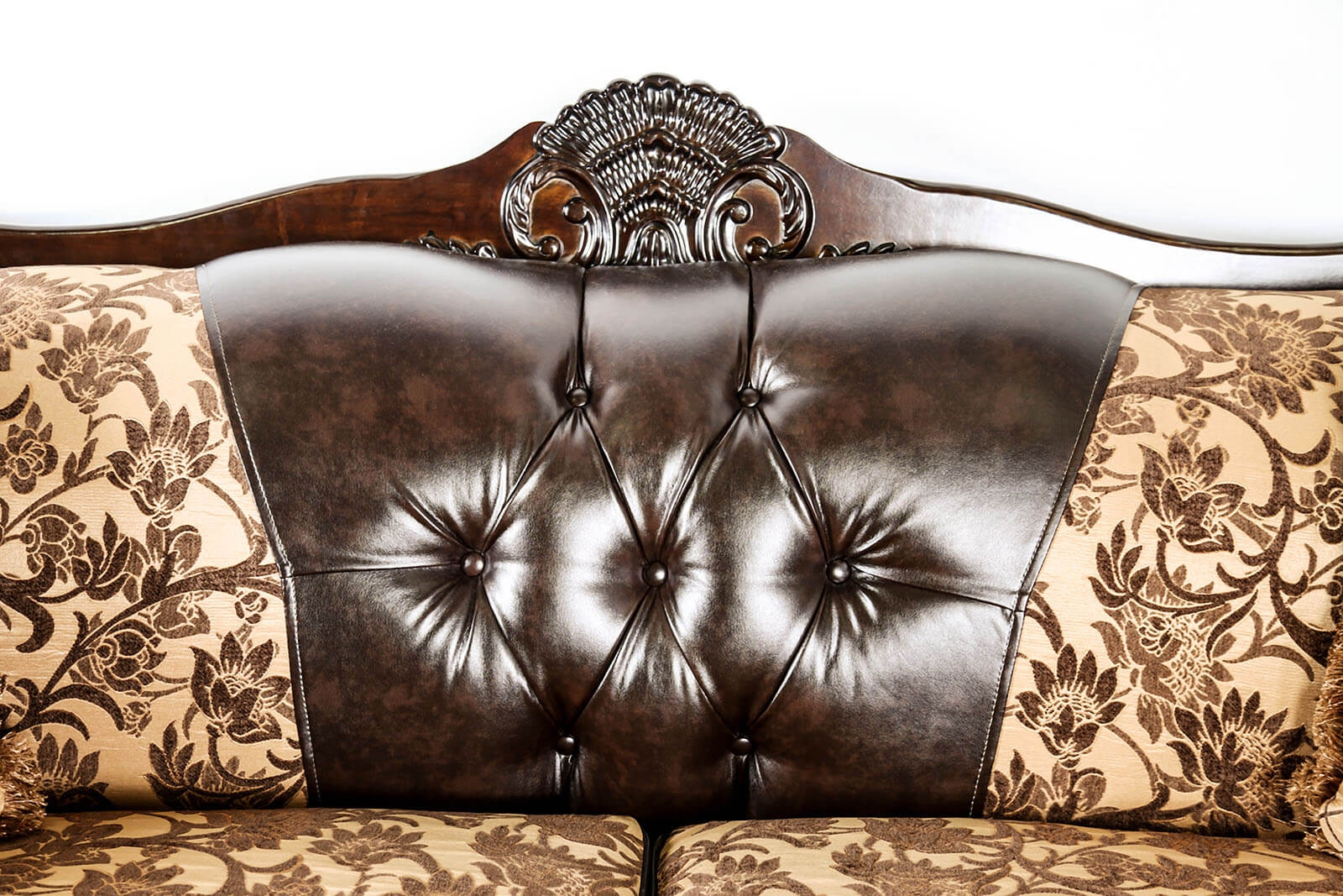 Quirino Fabric/Leatherette/Wood Sofa