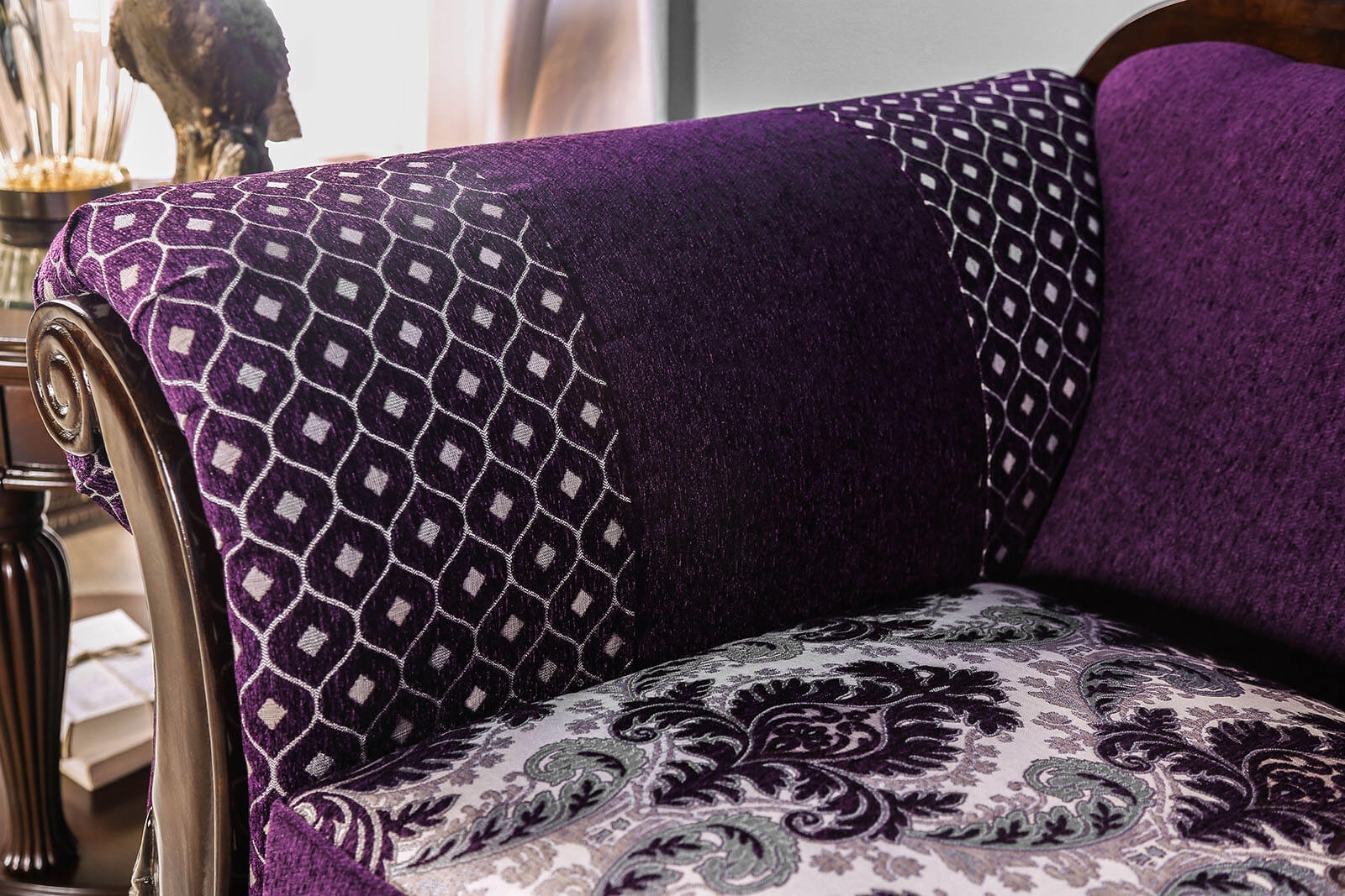 Emilia Fabric/Wood Loveseat