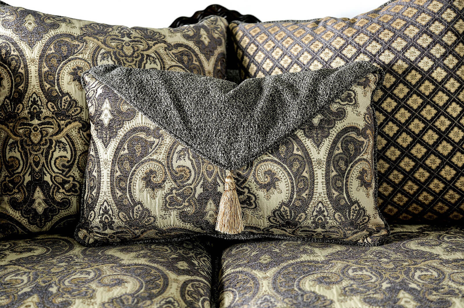 Justina Fabric/Wood Living Room Set