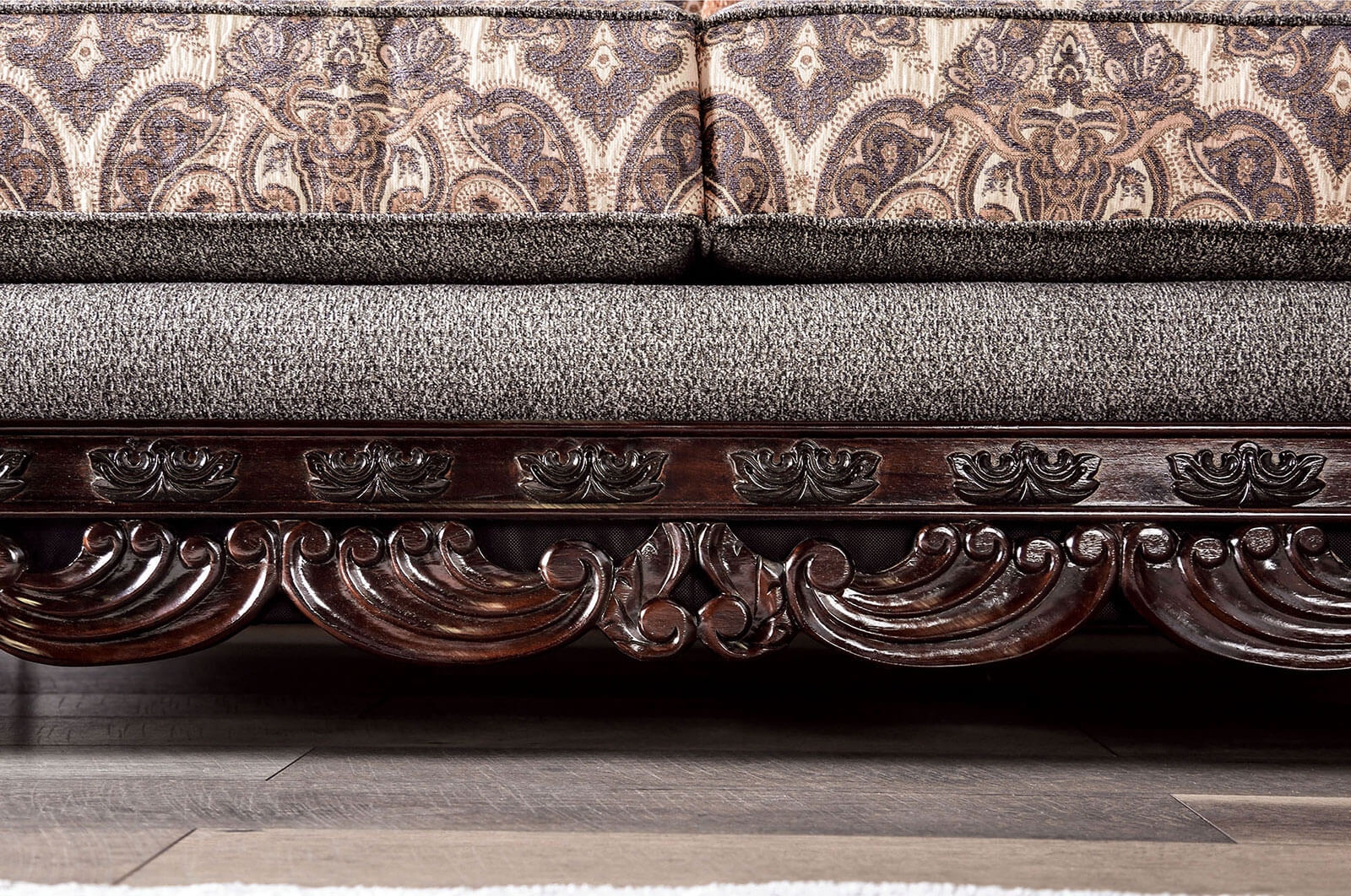 Justina Fabric/Wood Living Room Set