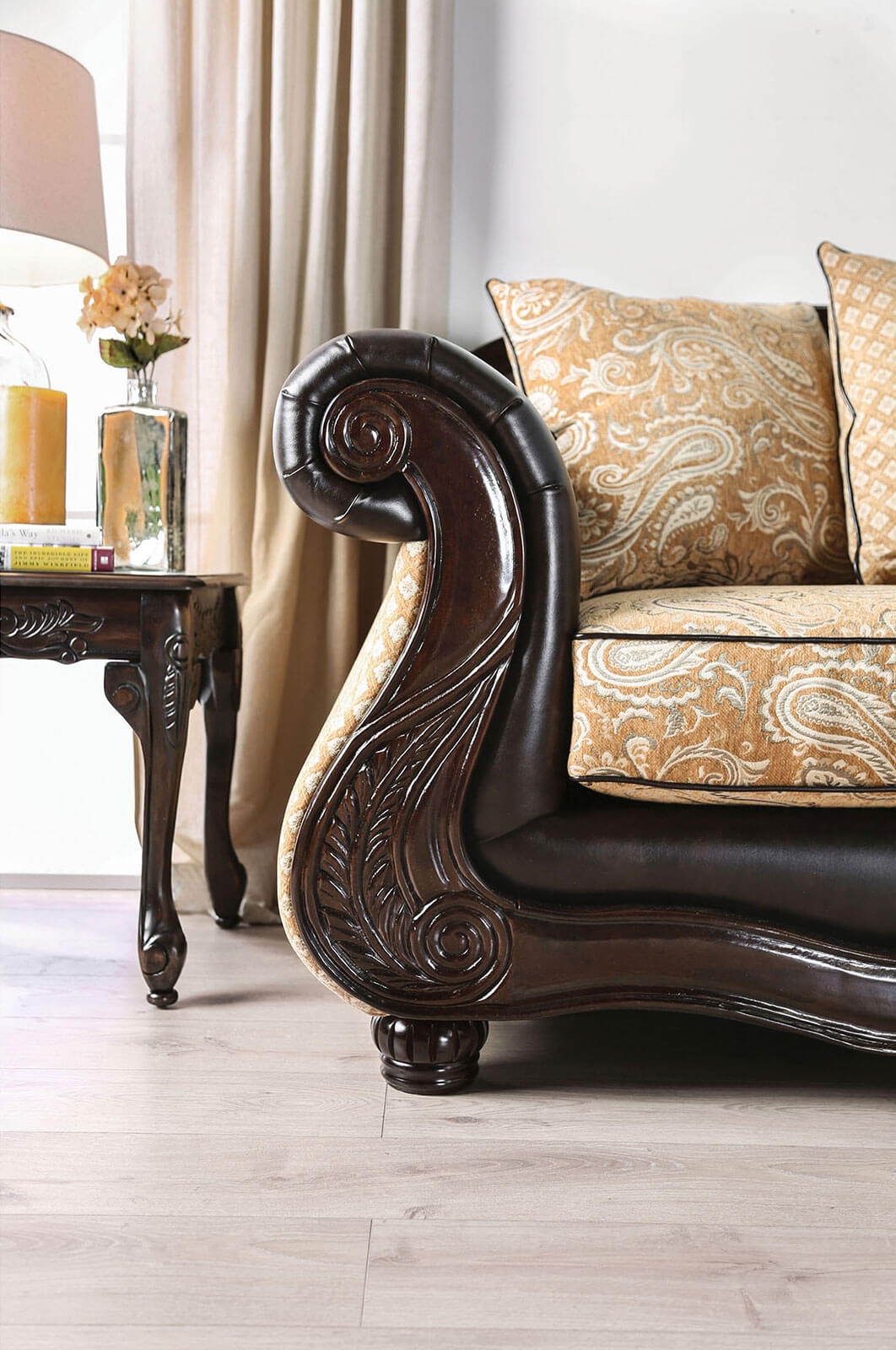 Aislynn Chenille Fabric/Leatherette Sofa