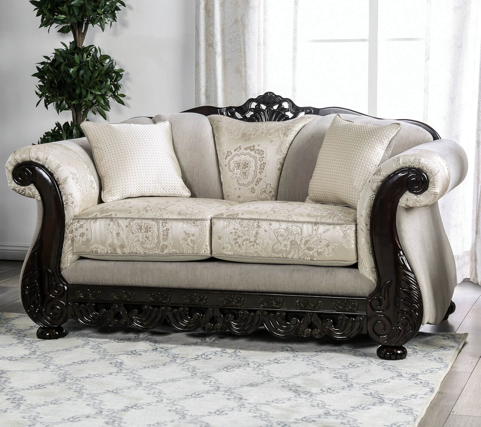 Newdale Chenille Fabric/Wood Loveseat
