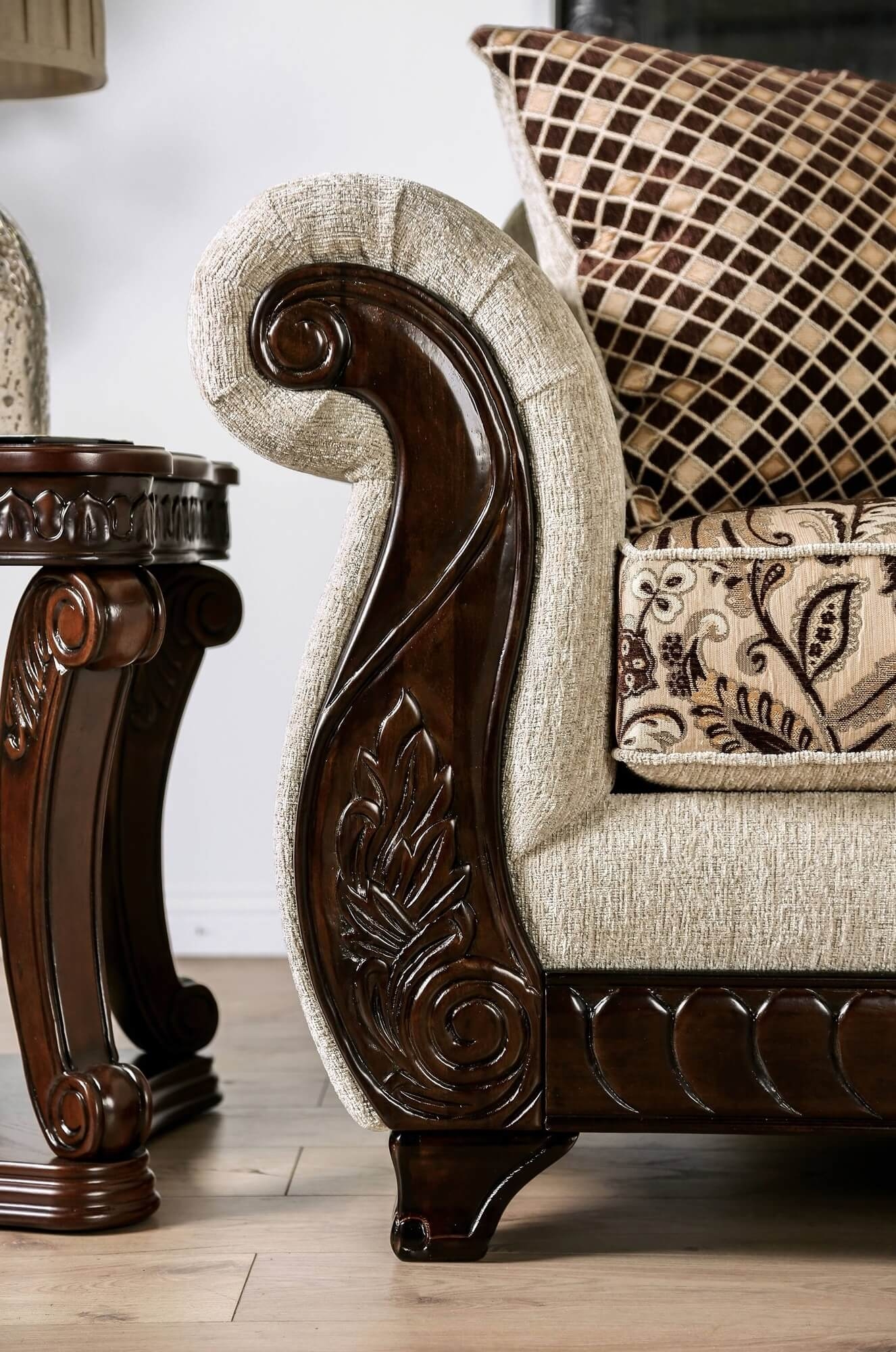 Caldiran Fabric/Wood Sofa