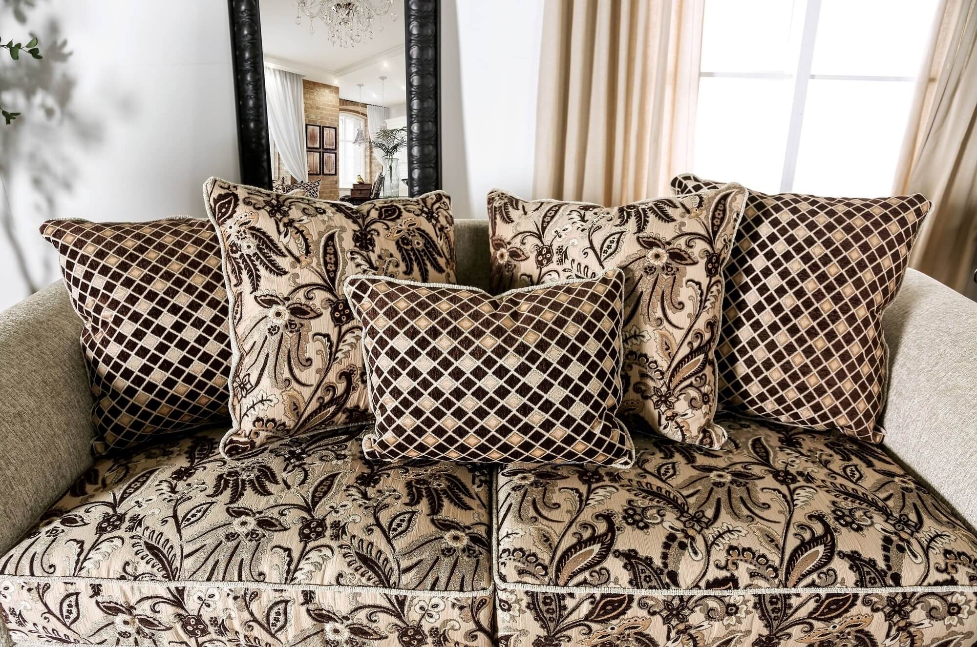 Caldiran Fabric/Wood Sofa