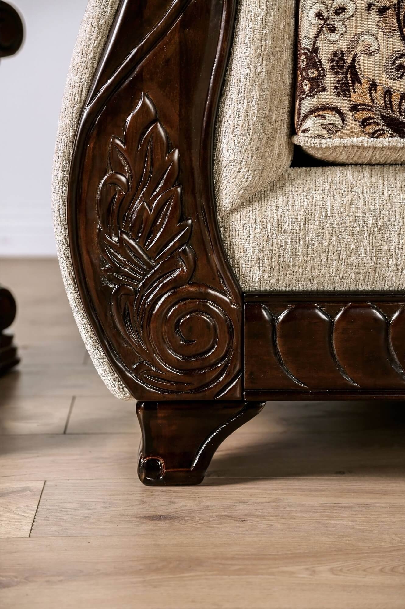 Caldiran Fabric/Wood Sofa
