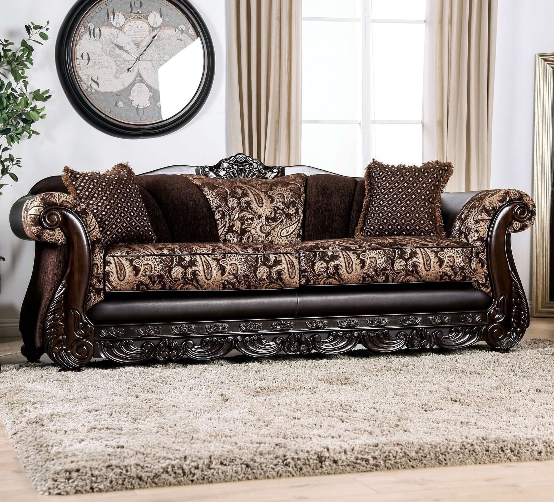 Newdale Chenille Fabric/Wood Sofa