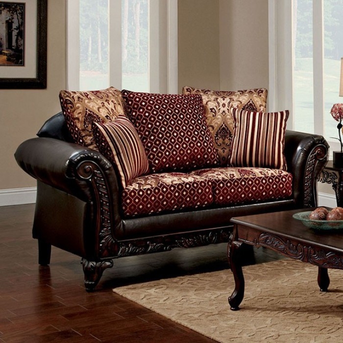 Ellis Fabric/Leatherette/Wood Living Room Set
