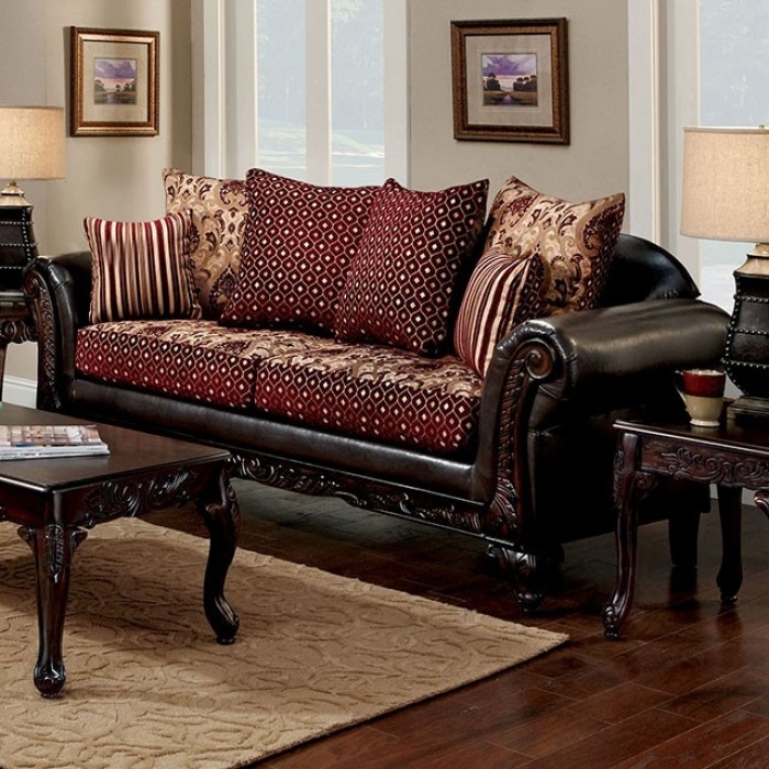 Ellis Fabric/Leatherette/Wood Living Room Set