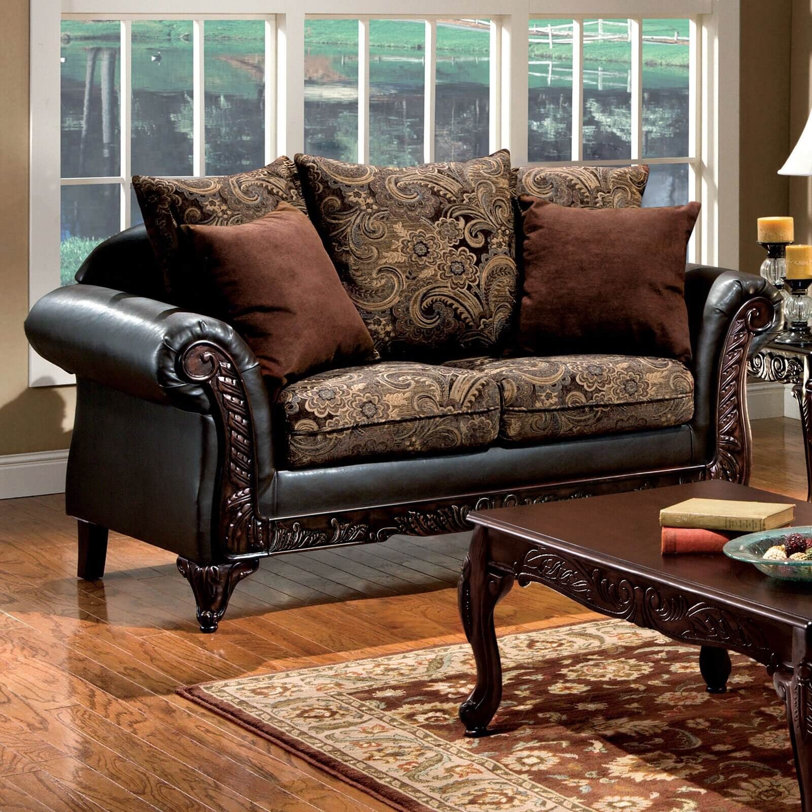 Rotherham Fabric/Leatherette/Wood Living Room Set