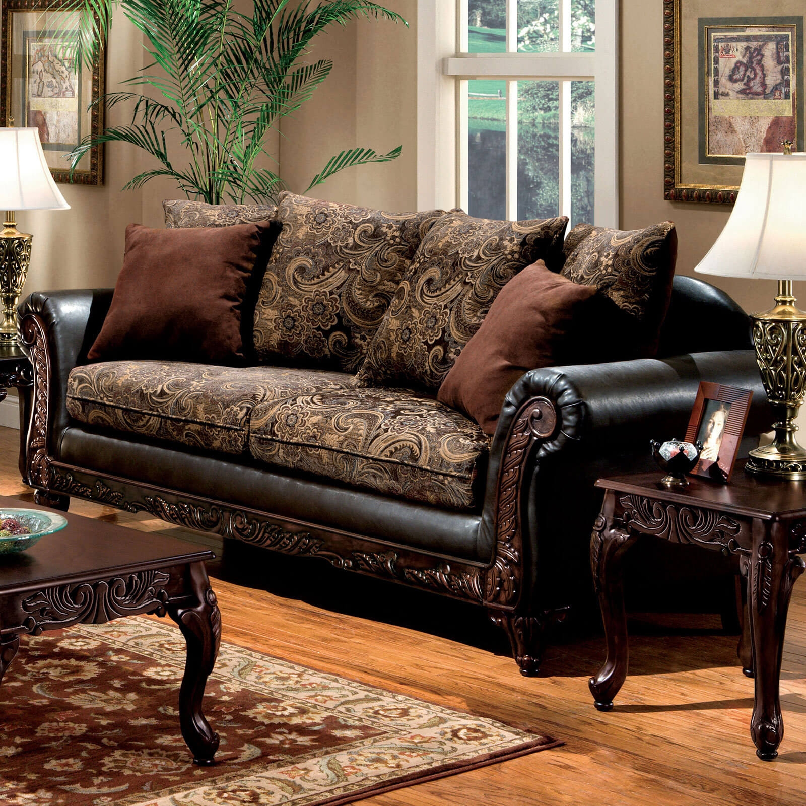 Rotherham Fabric/Leatherette/Wood Living Room Set