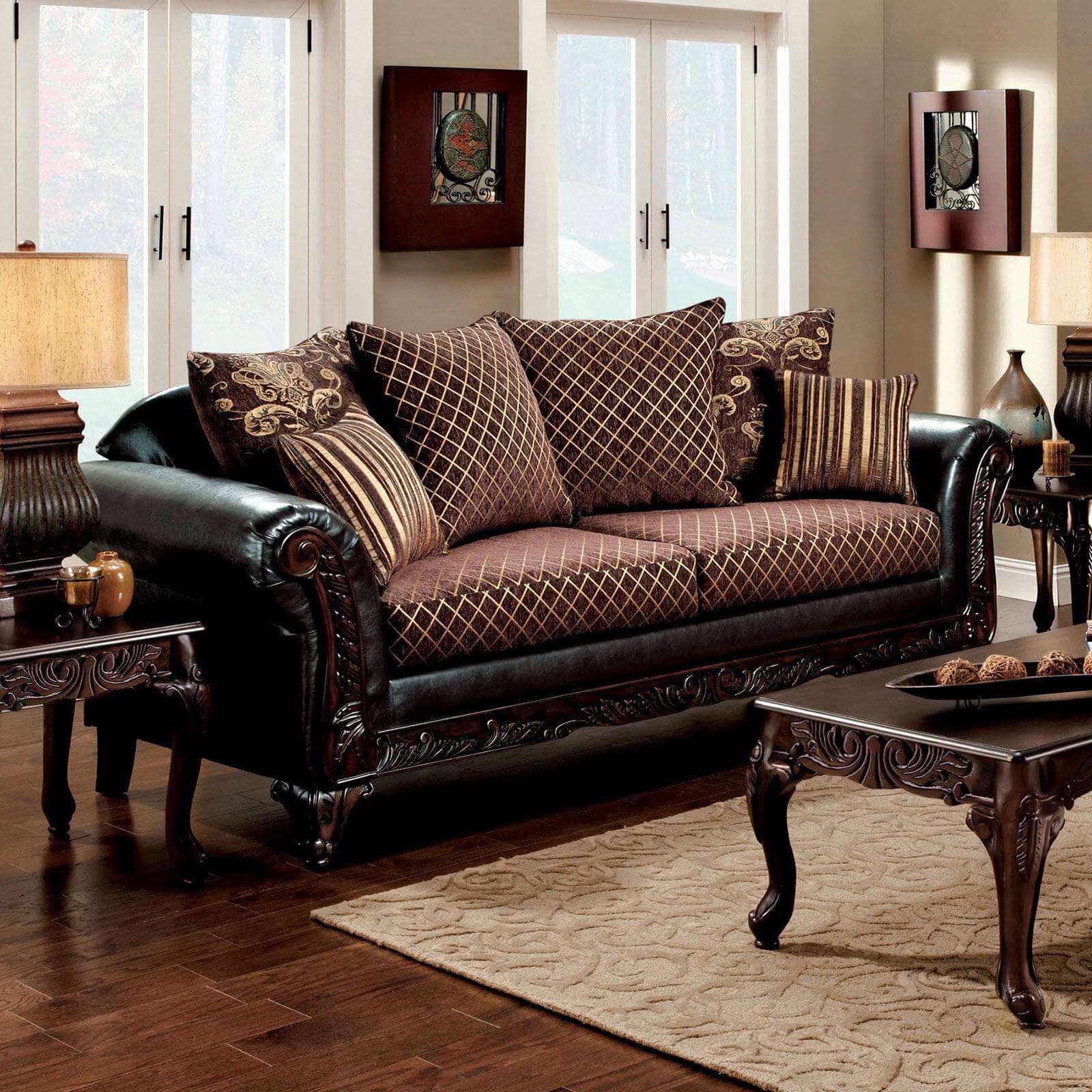 San Roque Fabric/Leatherette/Wood Living Room Set