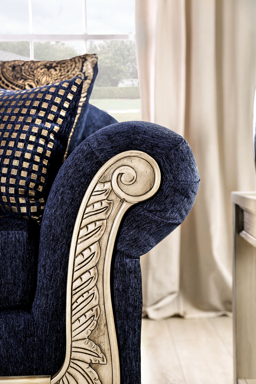 Marinella Fabric/Wood Living Room Set