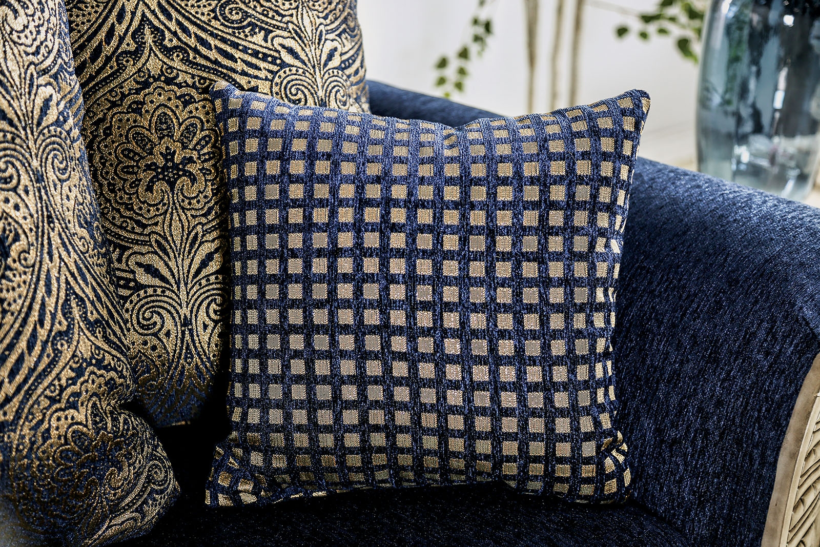 Marinella Fabric/Wood Living Room Set