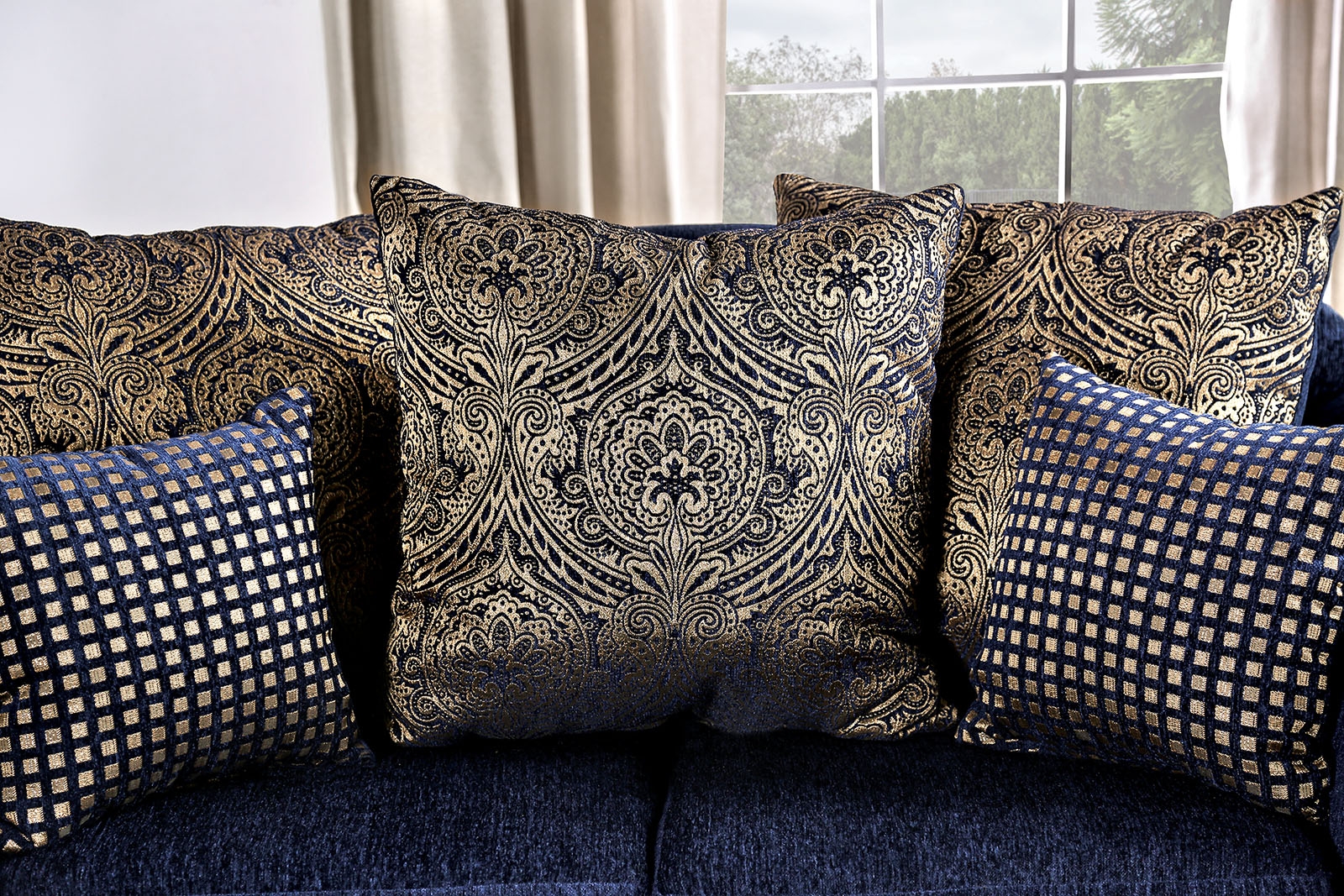 Marinella Fabric/Wood Living Room Set
