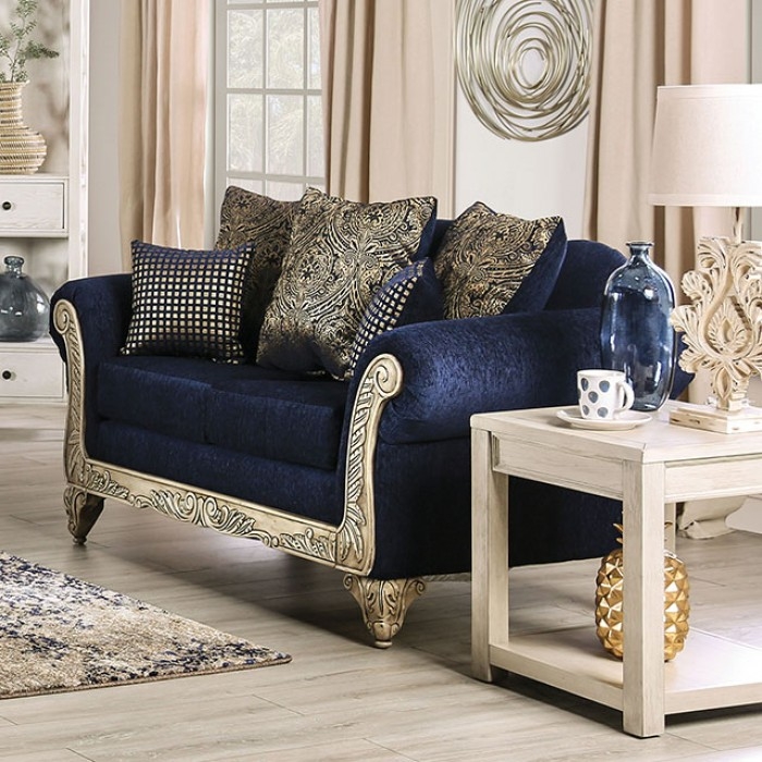 Marinella Fabric/Wood Living Room Set