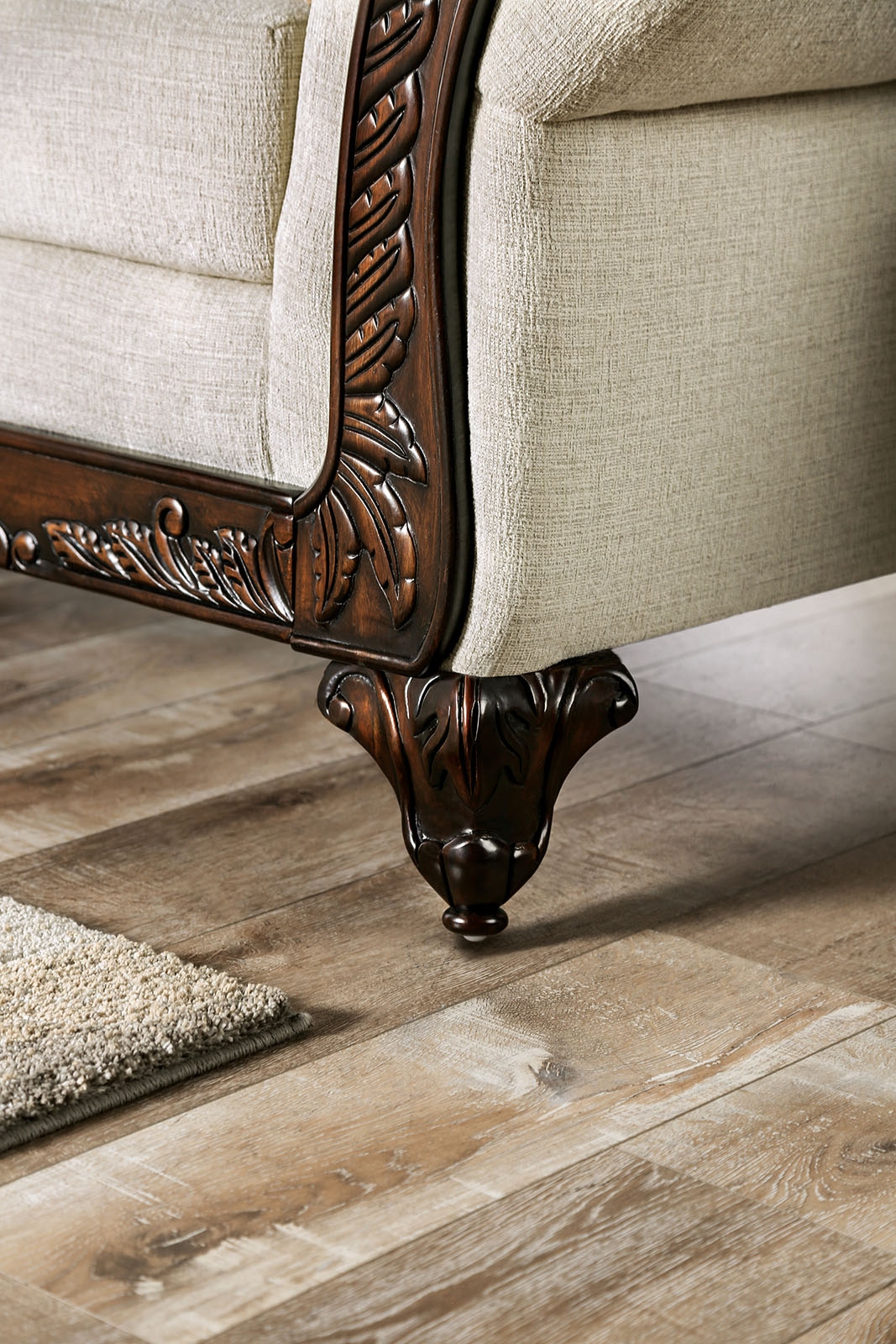 Delizia Fabric/Wood Loveseat