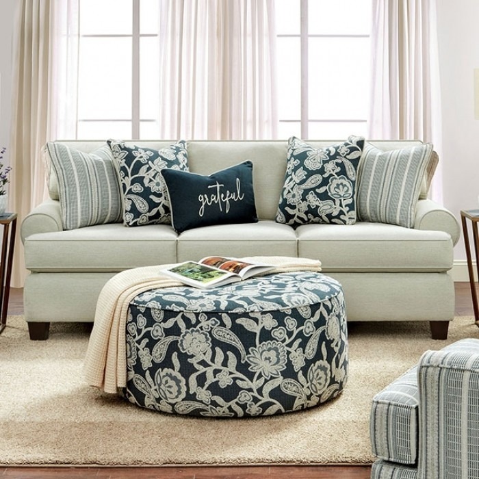Porthcawl Fabric Round Ottoman