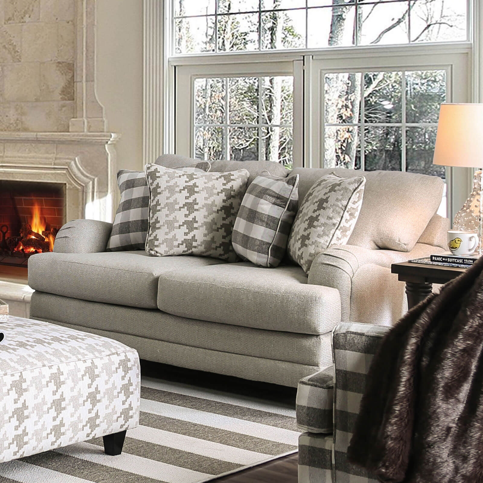 Christine Linen Fabric Loveseat