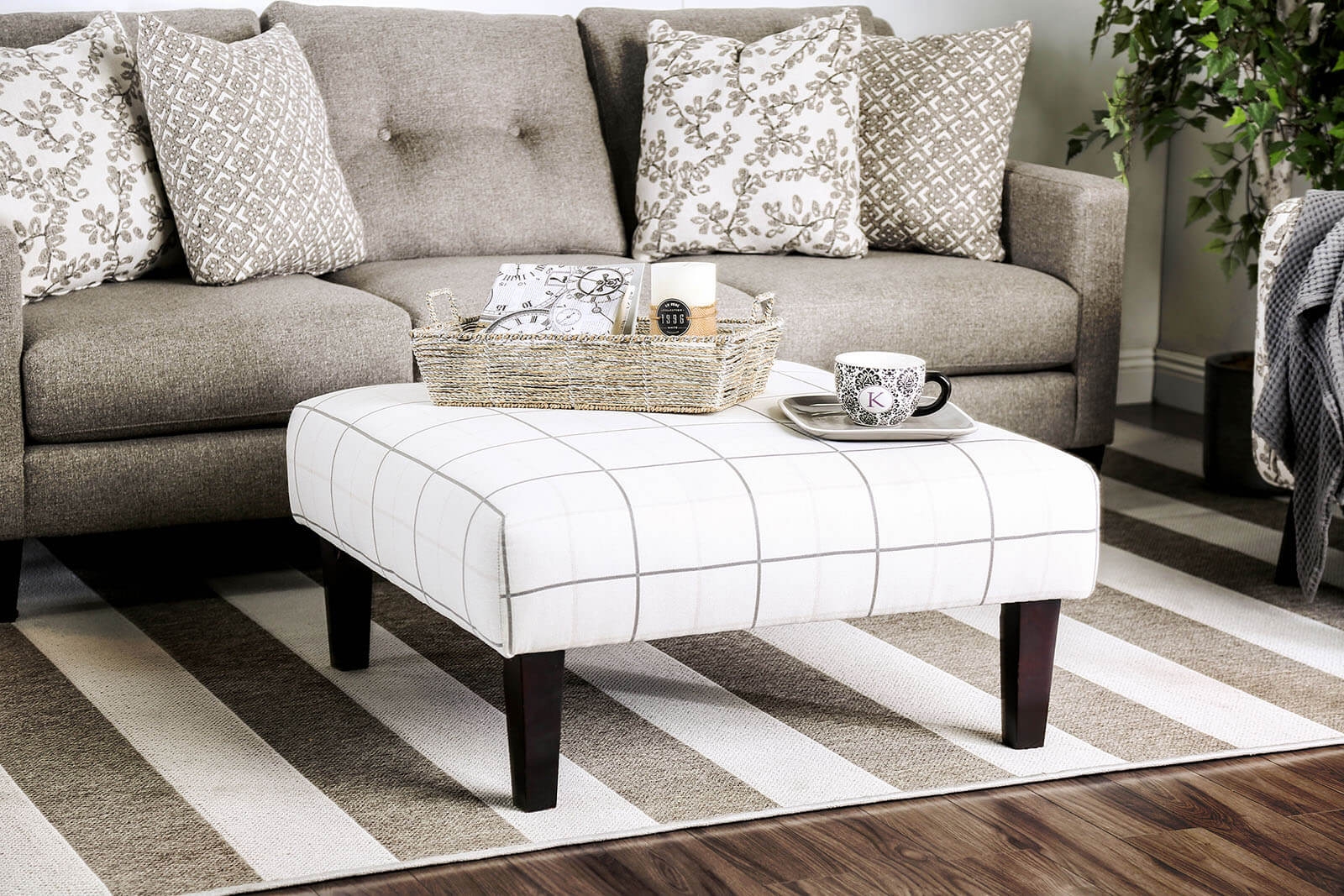 Dorset Fabric Square Ottoman