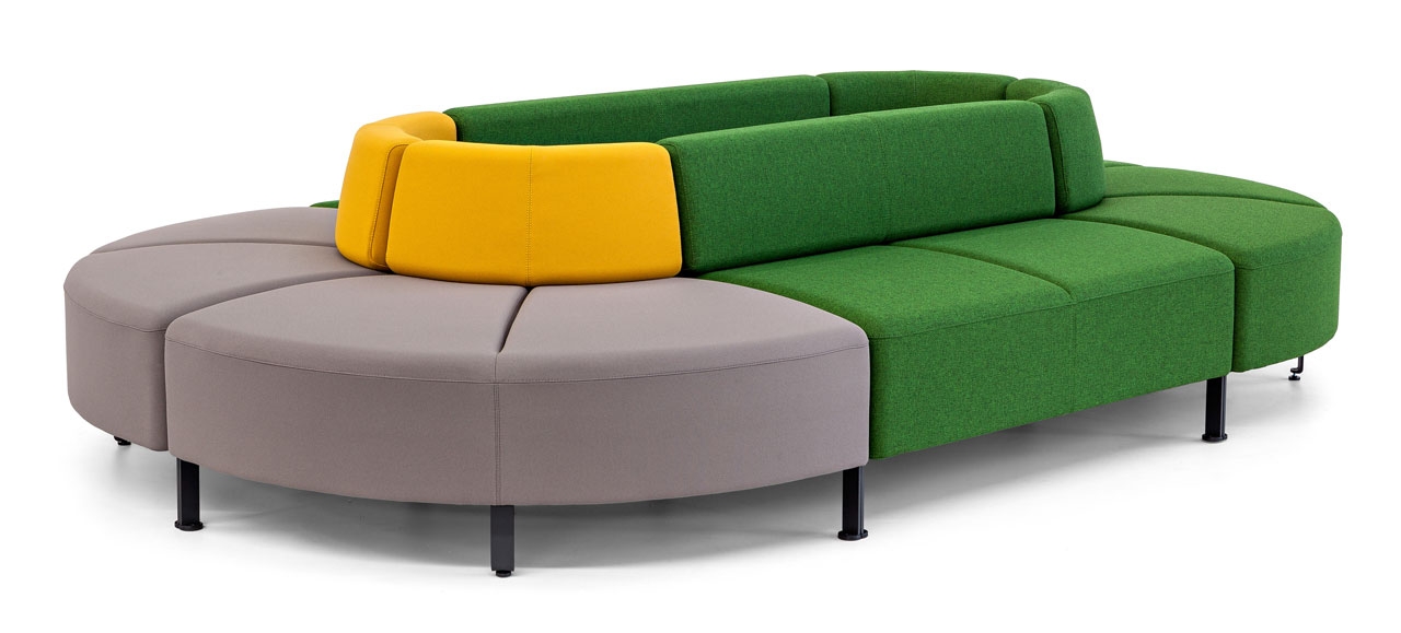 Modular fabric bench with backrest