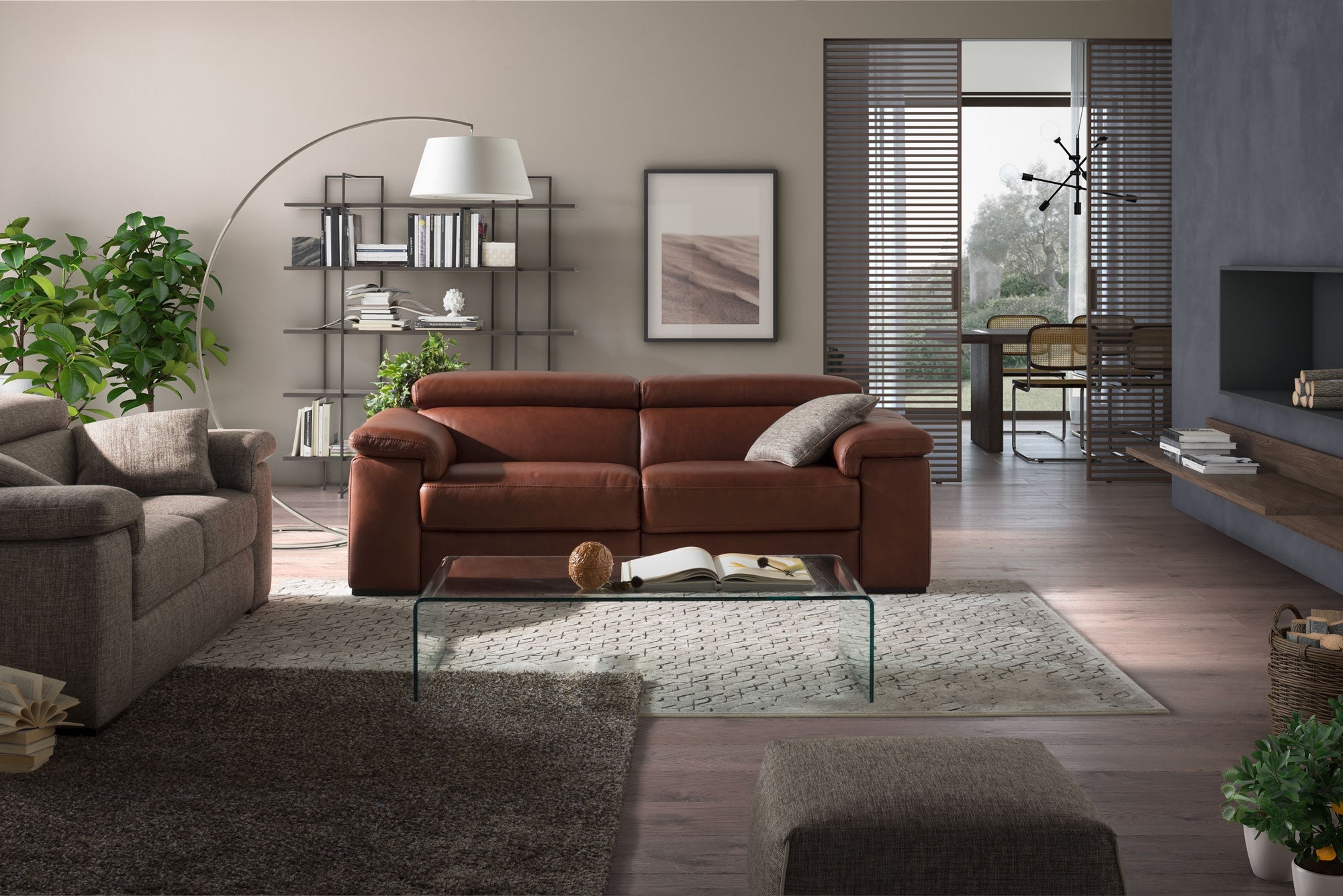 Solare Fabric/Leather Reclining Living Room Set