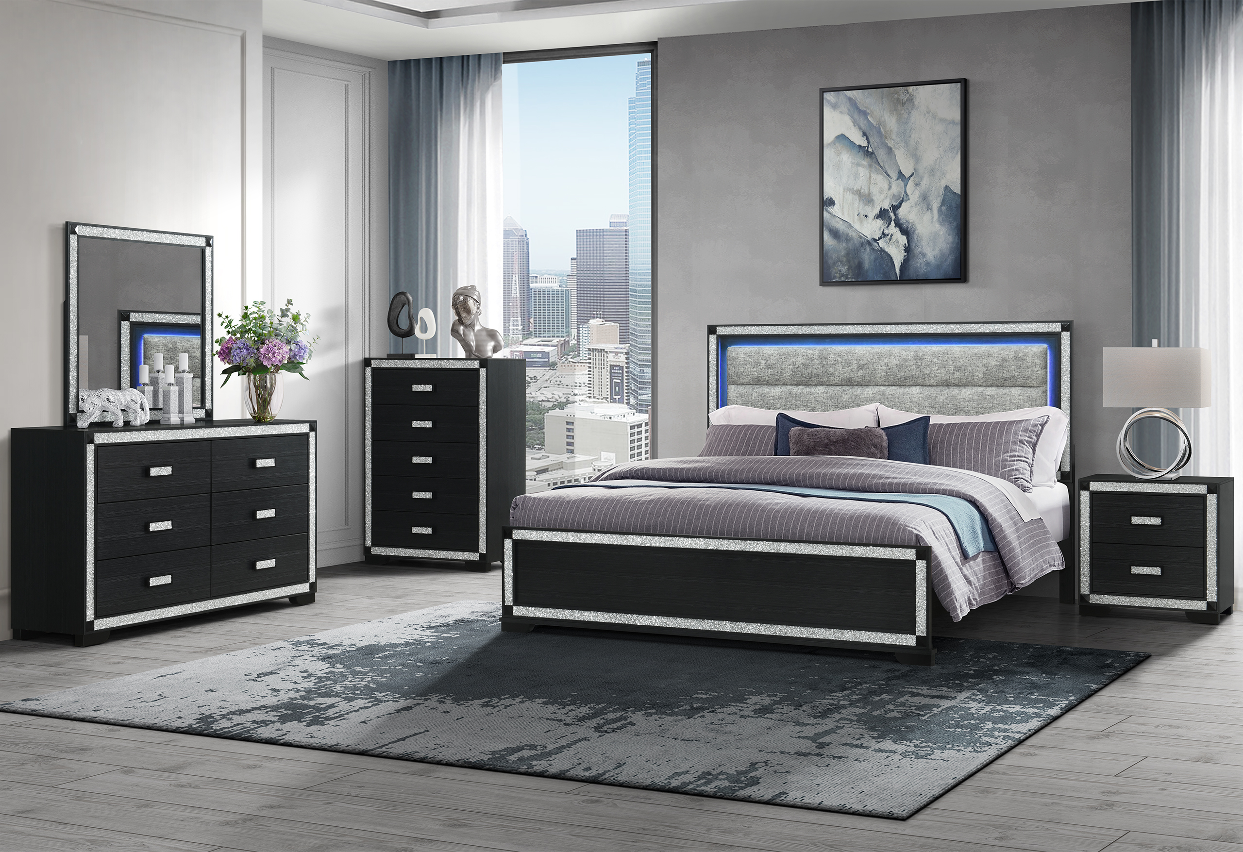 Soleil Panel Bed with LED