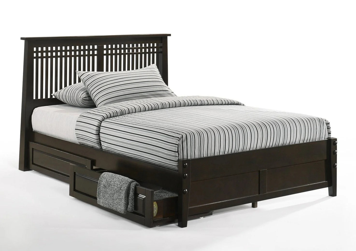 Spices Solstice Wood K-Series High/Low Platform Bed, Queen Size