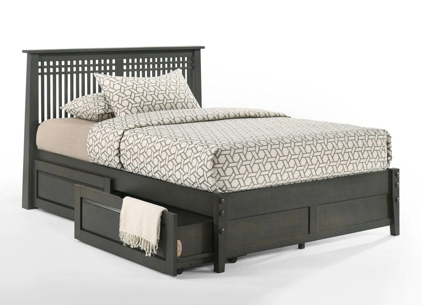 Spices Solstice Wood K-Series High/Low Platform Bed, Queen Size