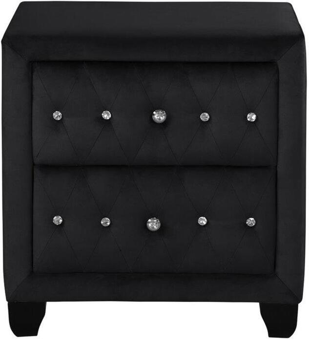 Pemberly Row Crystal Tufted Modern 2-Drawer Nightstand