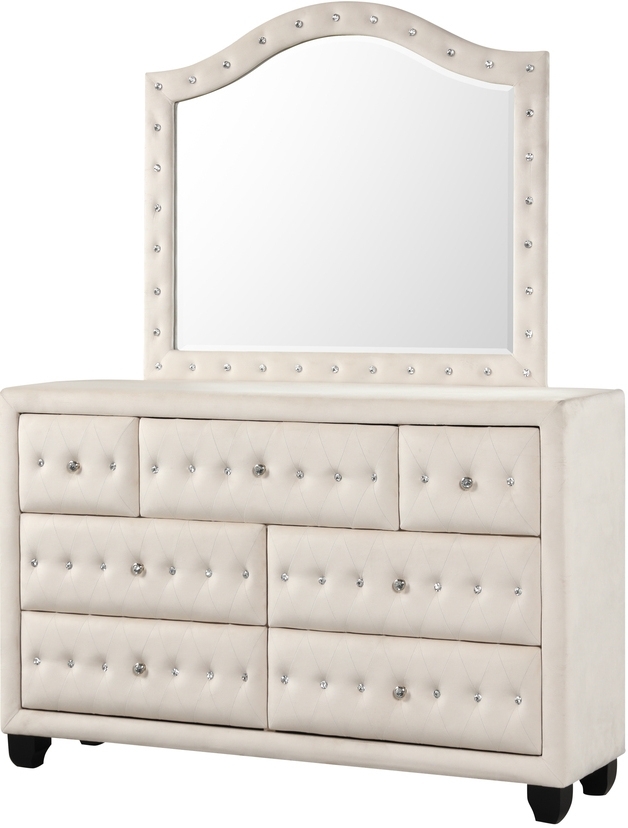 Generic King 4 Pc Bedroom Set Made with Wood in Cream