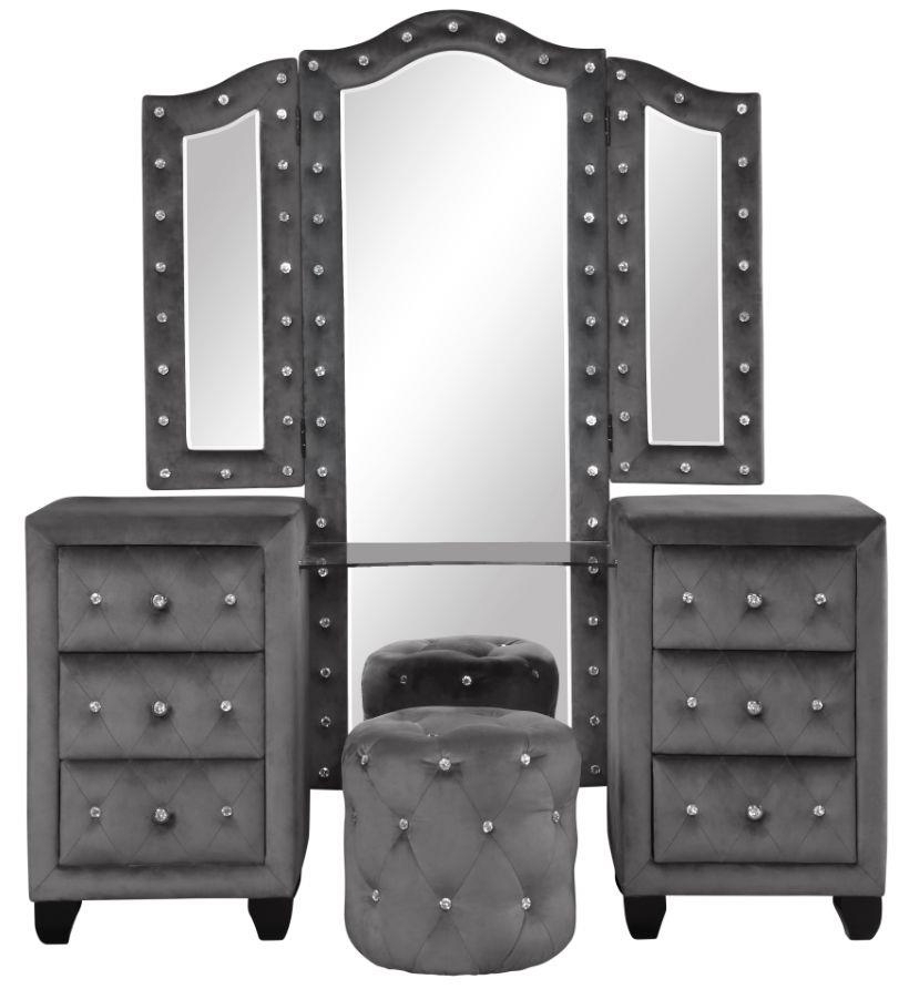 Maya Velvet/Wood Regular Bedroom Set