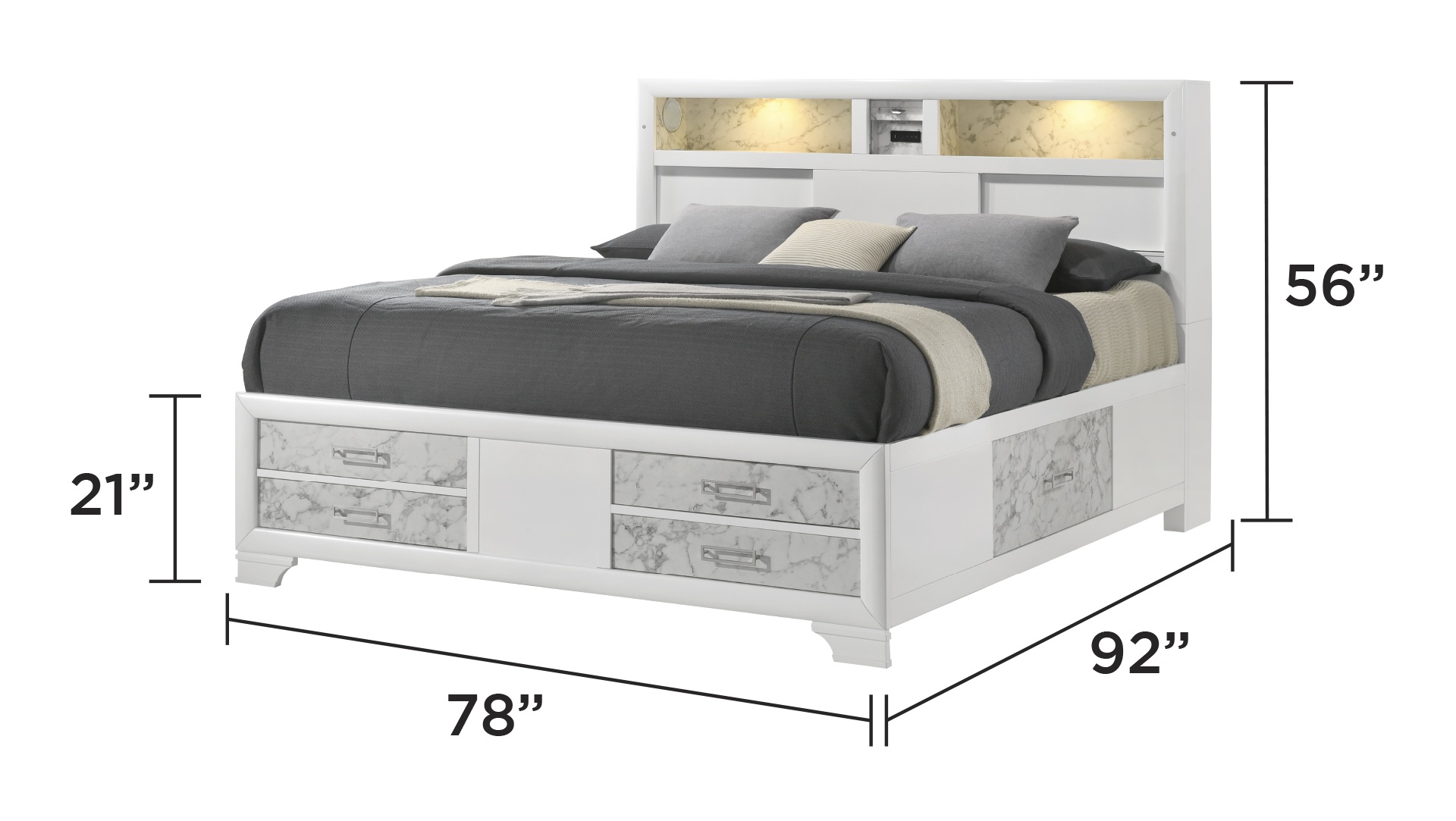 Soul Wood Panel Storage Bed w/LED Light