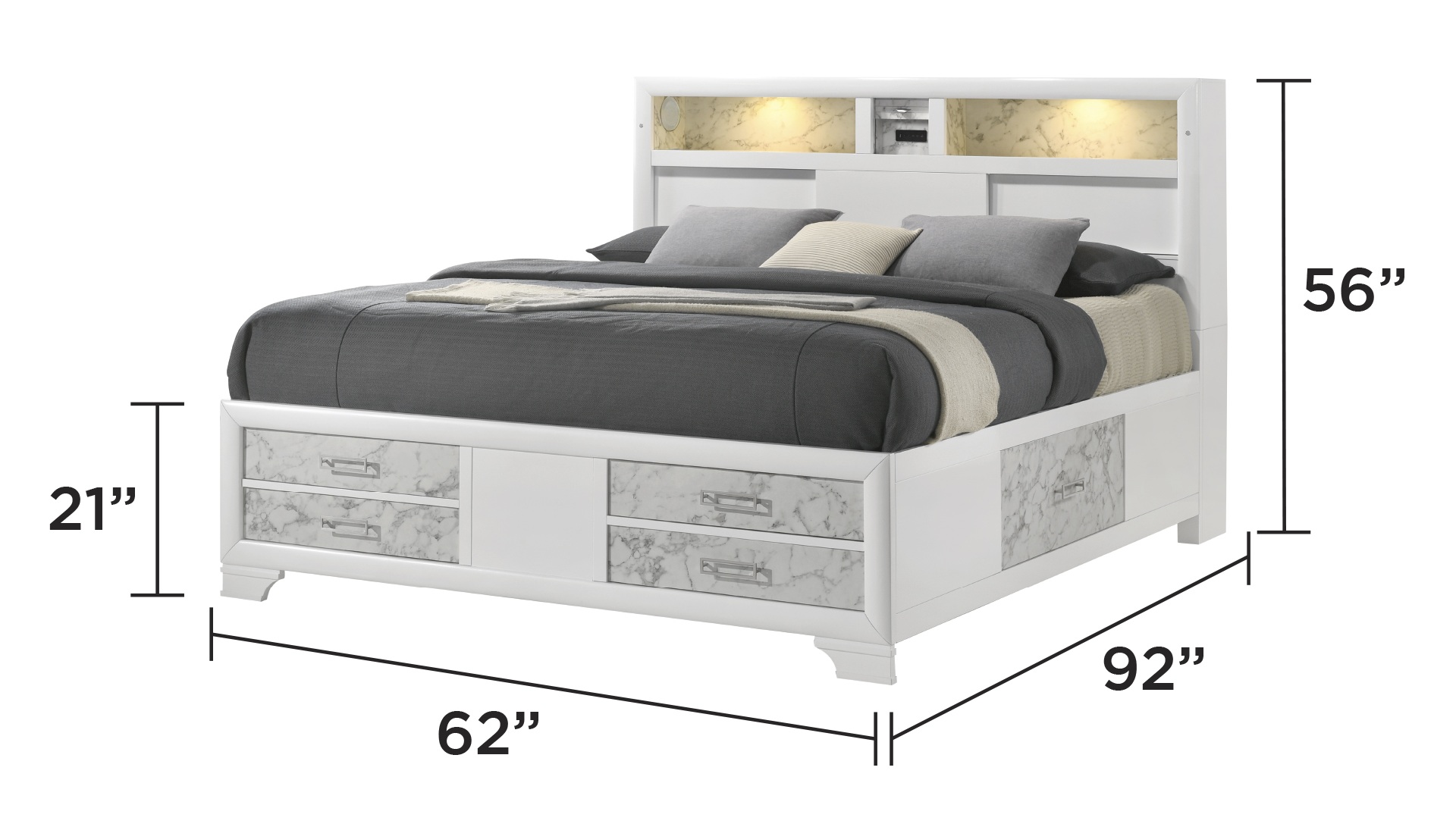 Soul Wood Panel Storage Bed w/LED Light