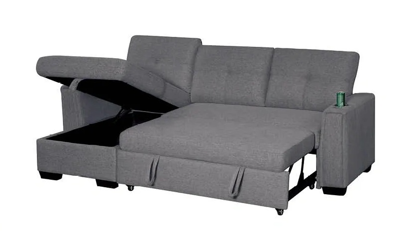 SP260 Fabric Convertible Sectional Sofa Sleeper L-Shaped
